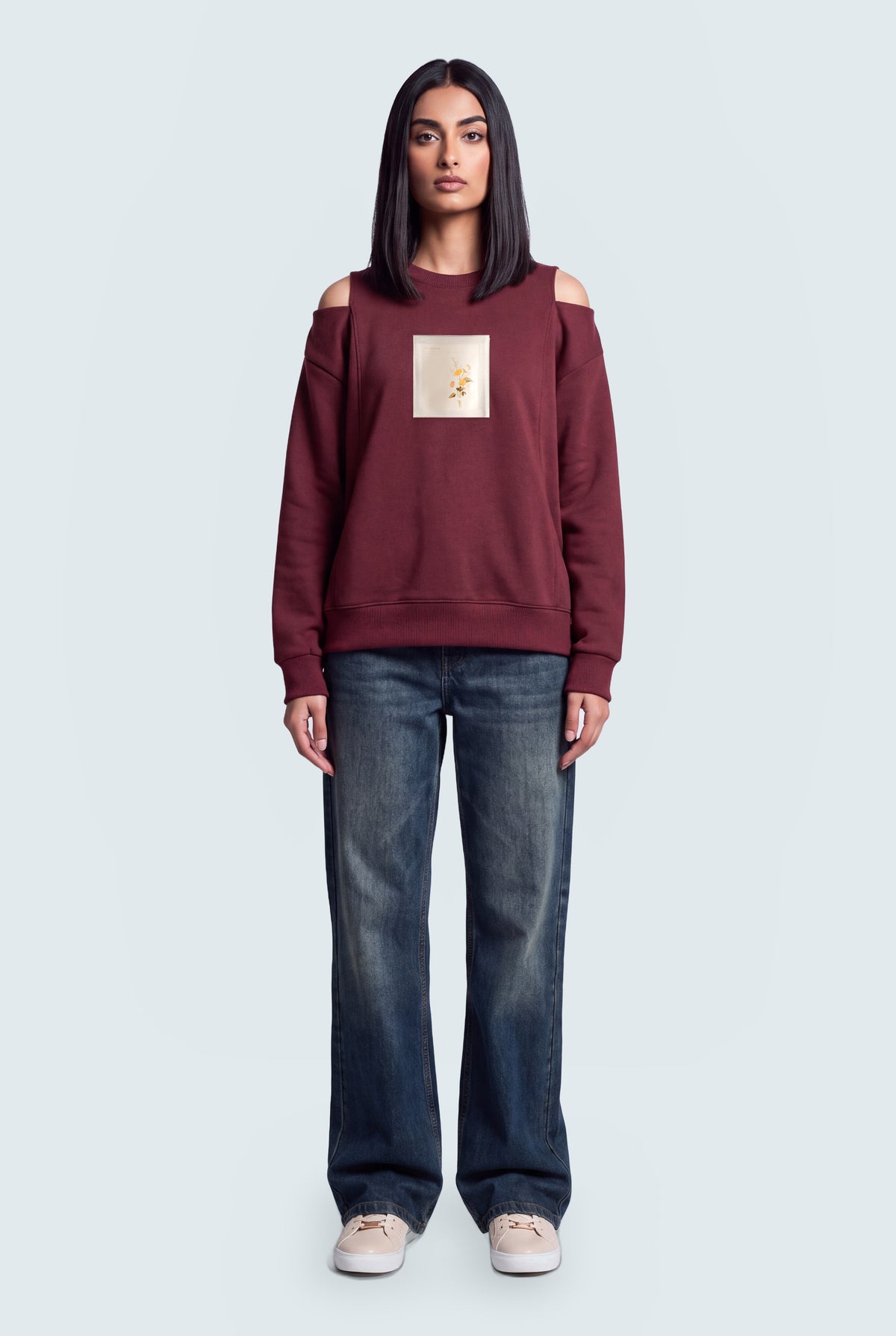 Burgundy Relaxed Fit Graphic Sweatshirt - Hustle N Holla