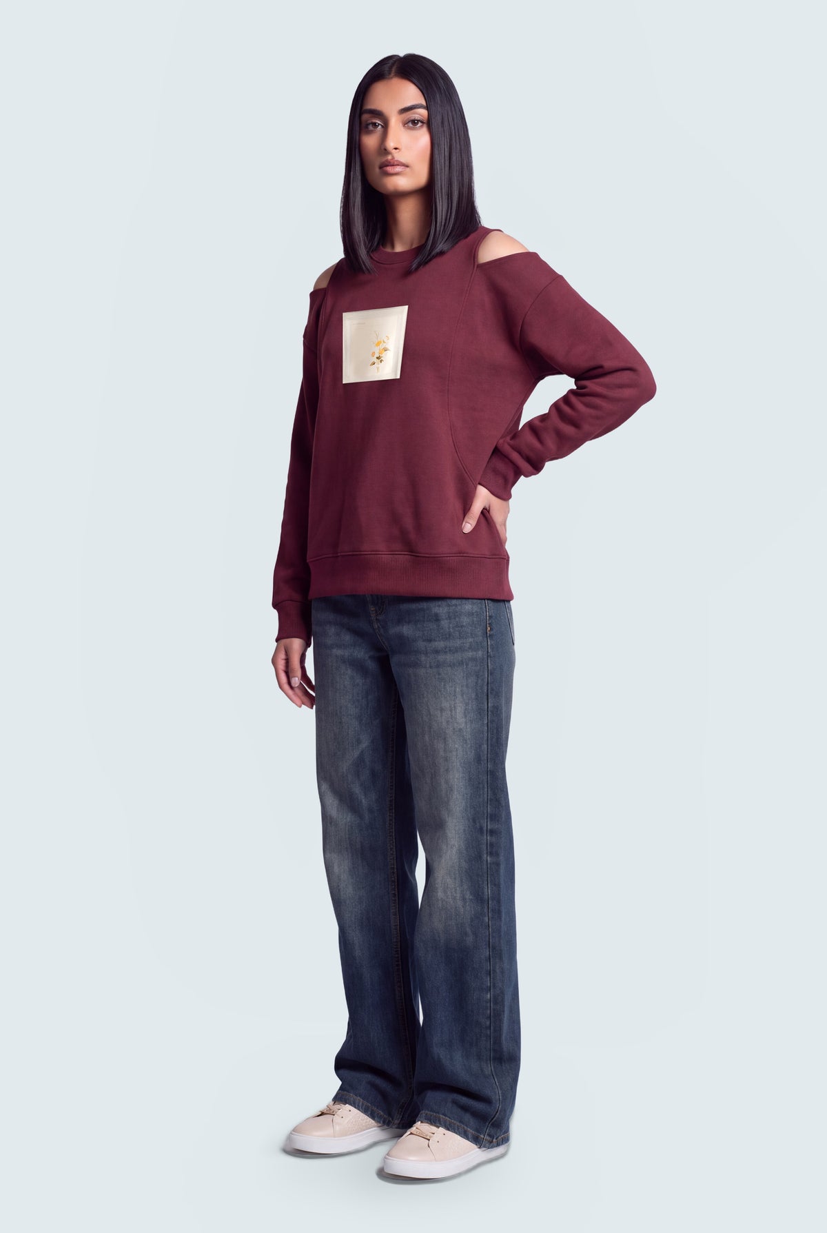 Burgundy Relaxed Fit Graphic Sweatshirt - Hustle N Holla