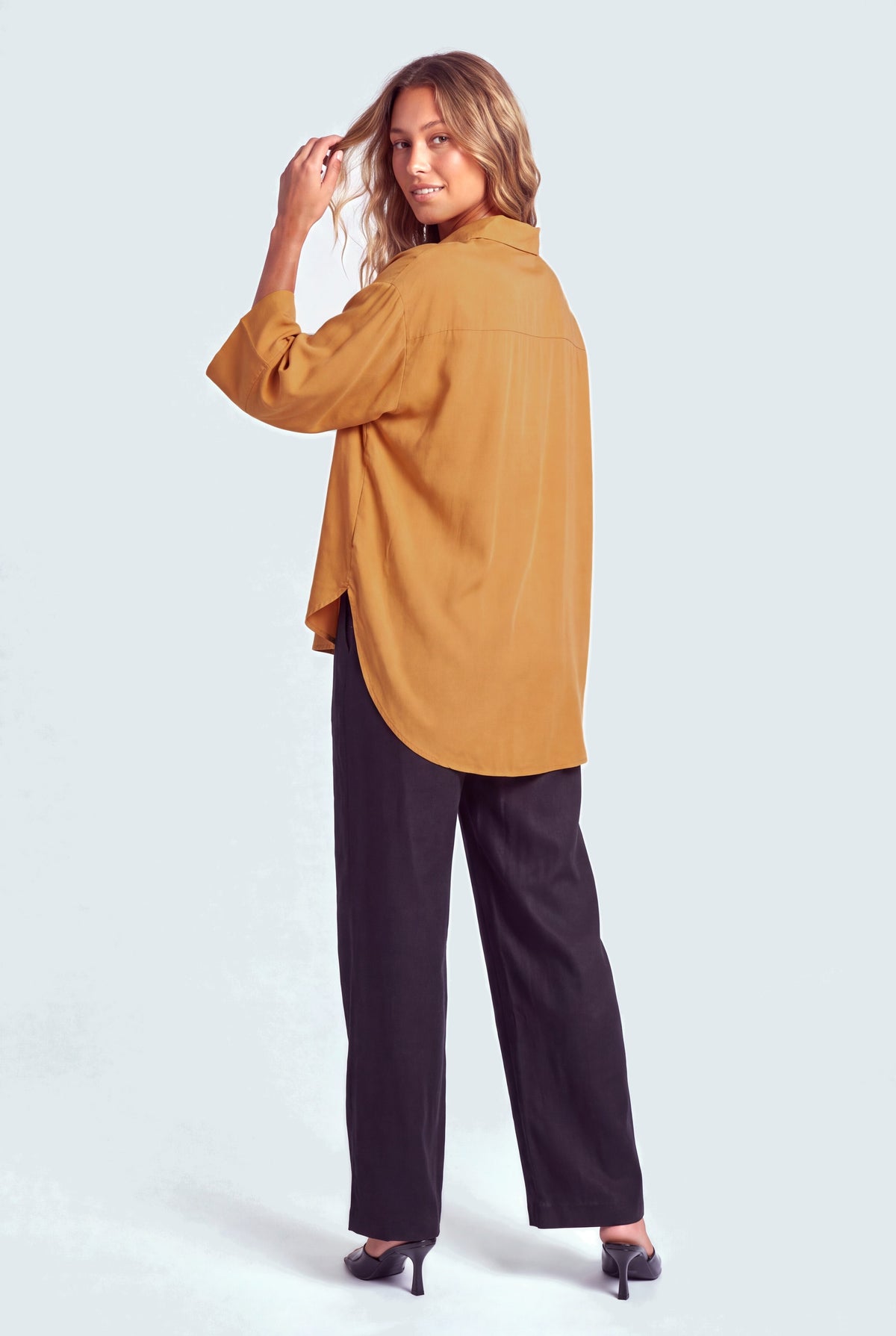 Camel Brown High Low Button Down Shirt - Hustle N Holla