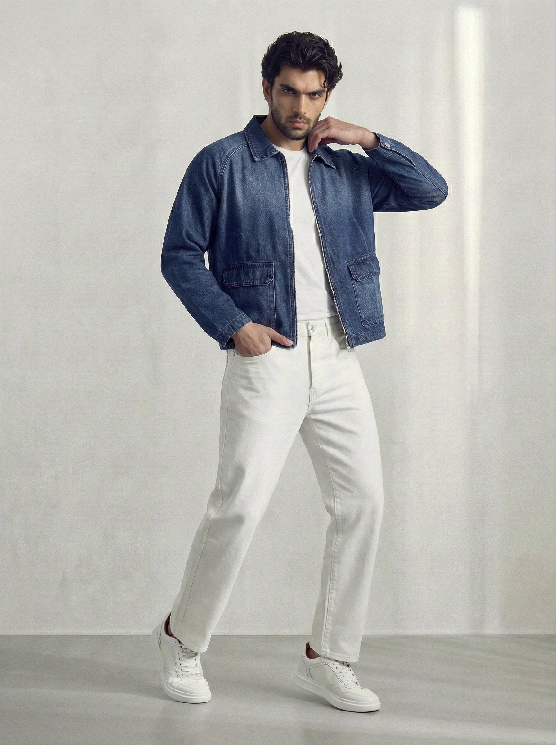 Blue Santa Monica Zip Front Mid Wash Boxy Denim Jacket - Hustle N Holla