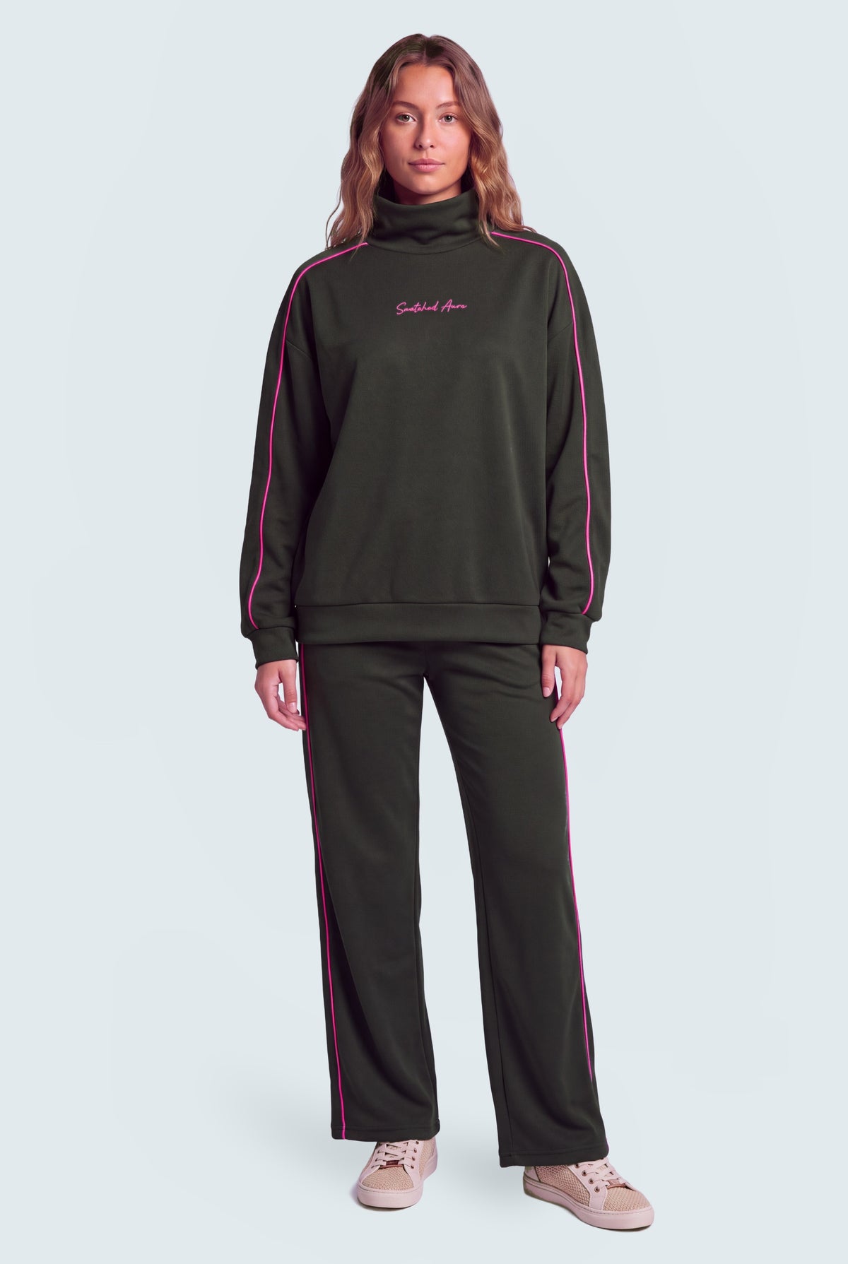 Charcoal High Neck Oversize Cropped Sweatshirt - Hustle N Holla
