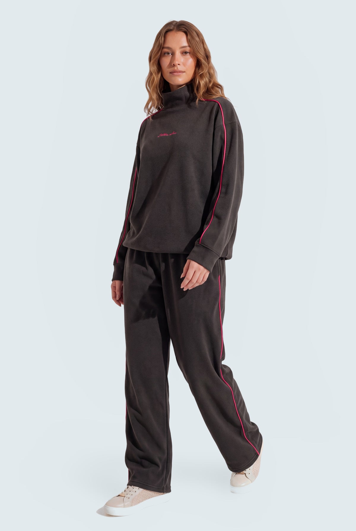 Charcoal High Neck Oversize Cropped Sweatshirt - Hustle N Holla
