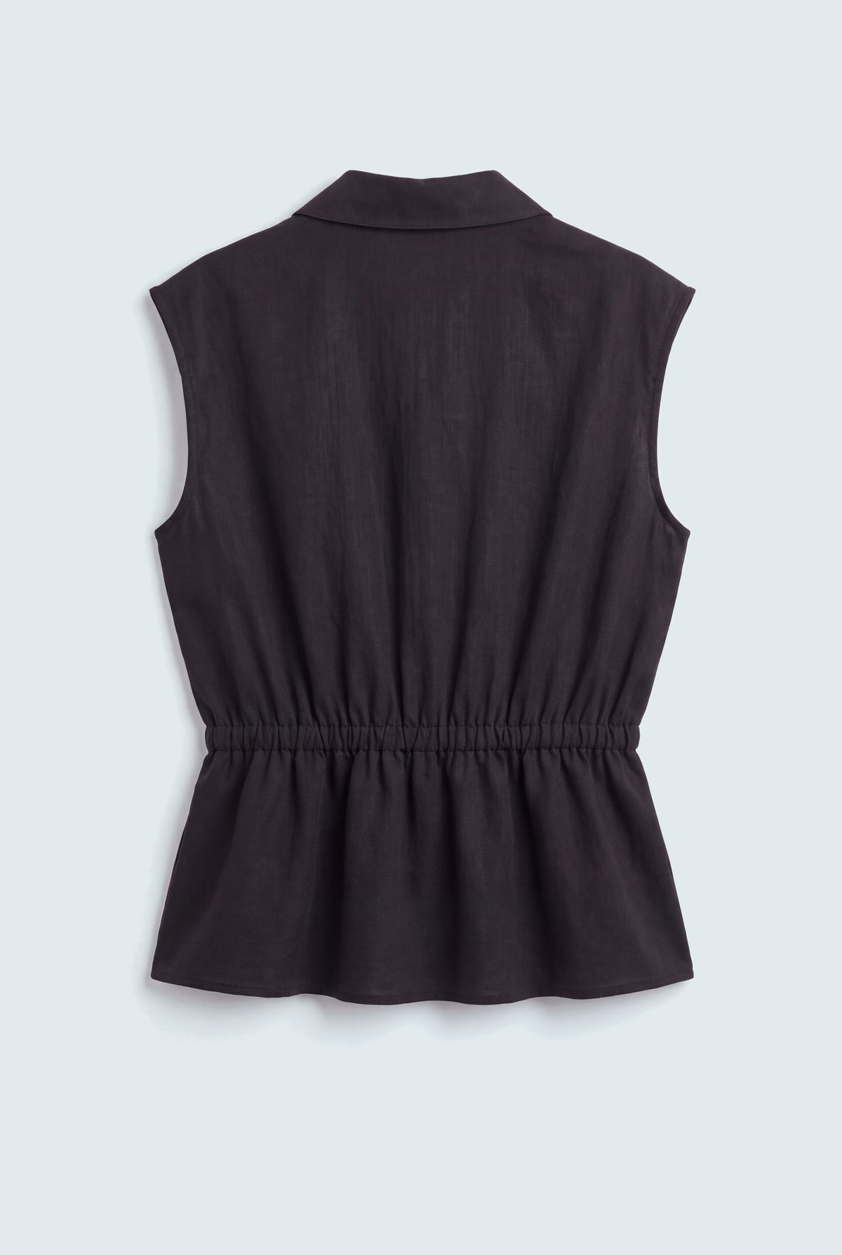 Coal Black Sleeveless Relaxed Fit Linen Top - Hustle N Holla