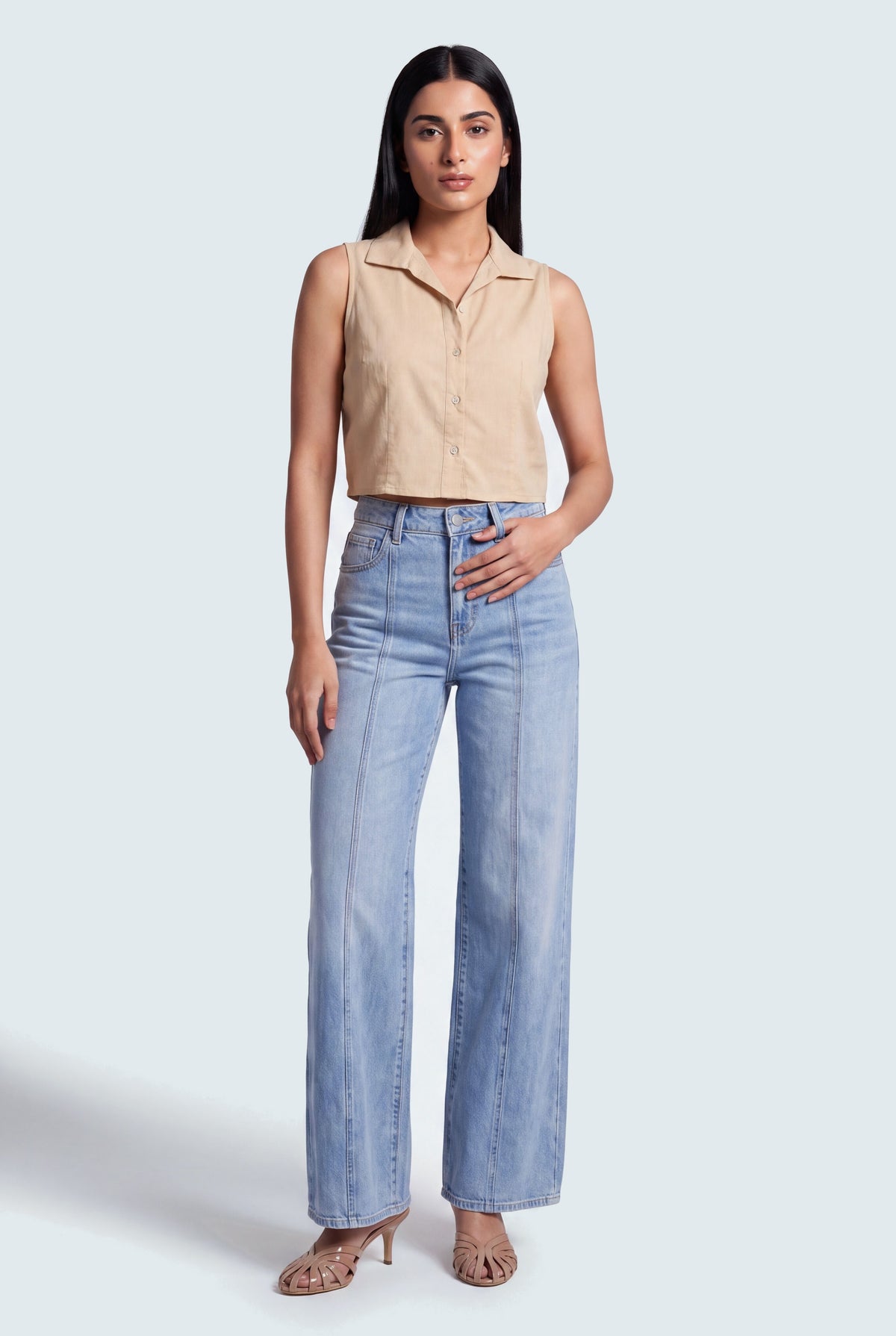 Cotton Crop Beige Shirt - Hustle N Holla
