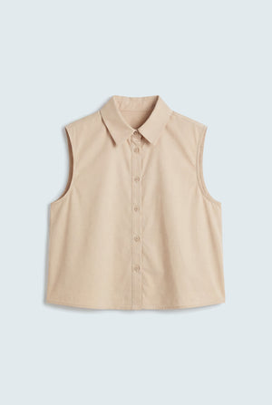 Cotton Crop Beige Shirt - Hustle N Holla