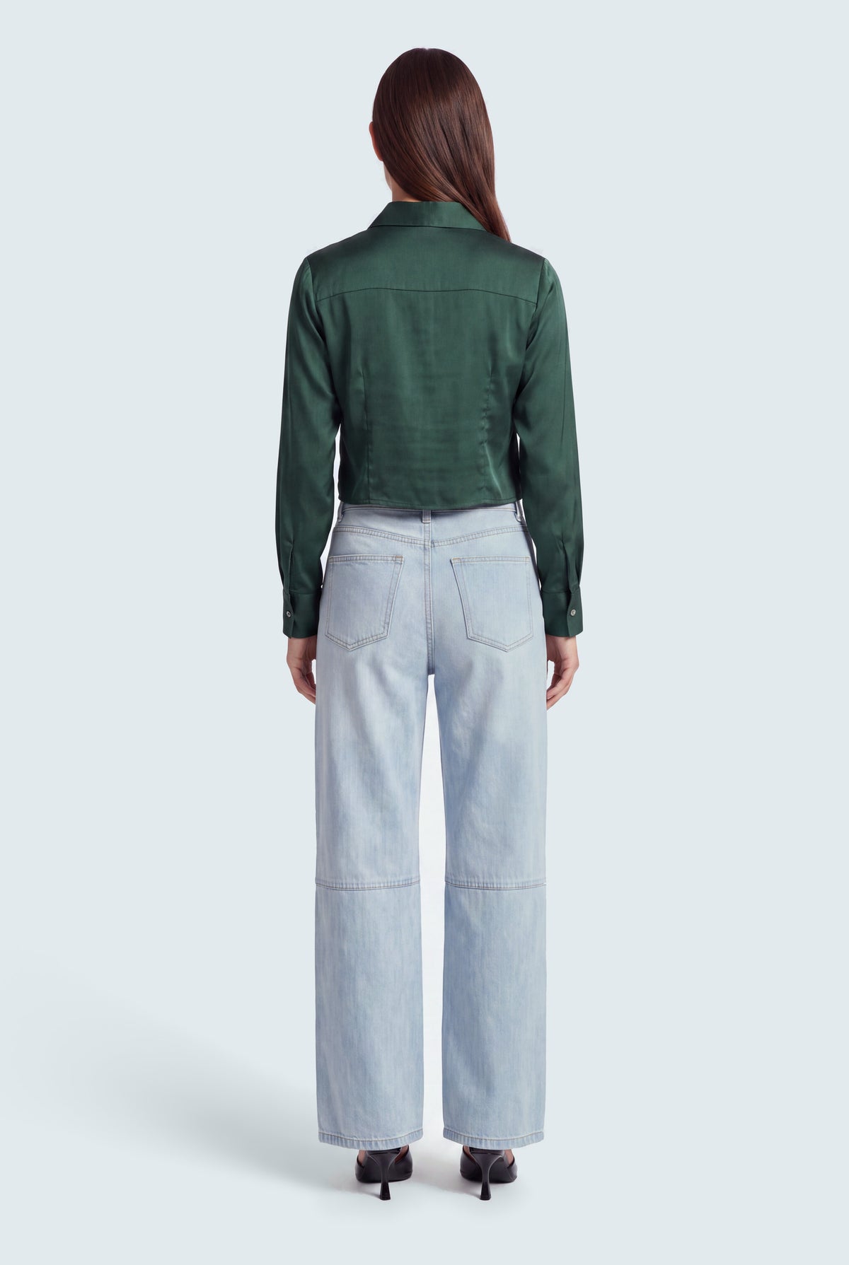 Cut & Sew Light Blue Mid Rise Wide Leg Jeans - Hustle N Holla