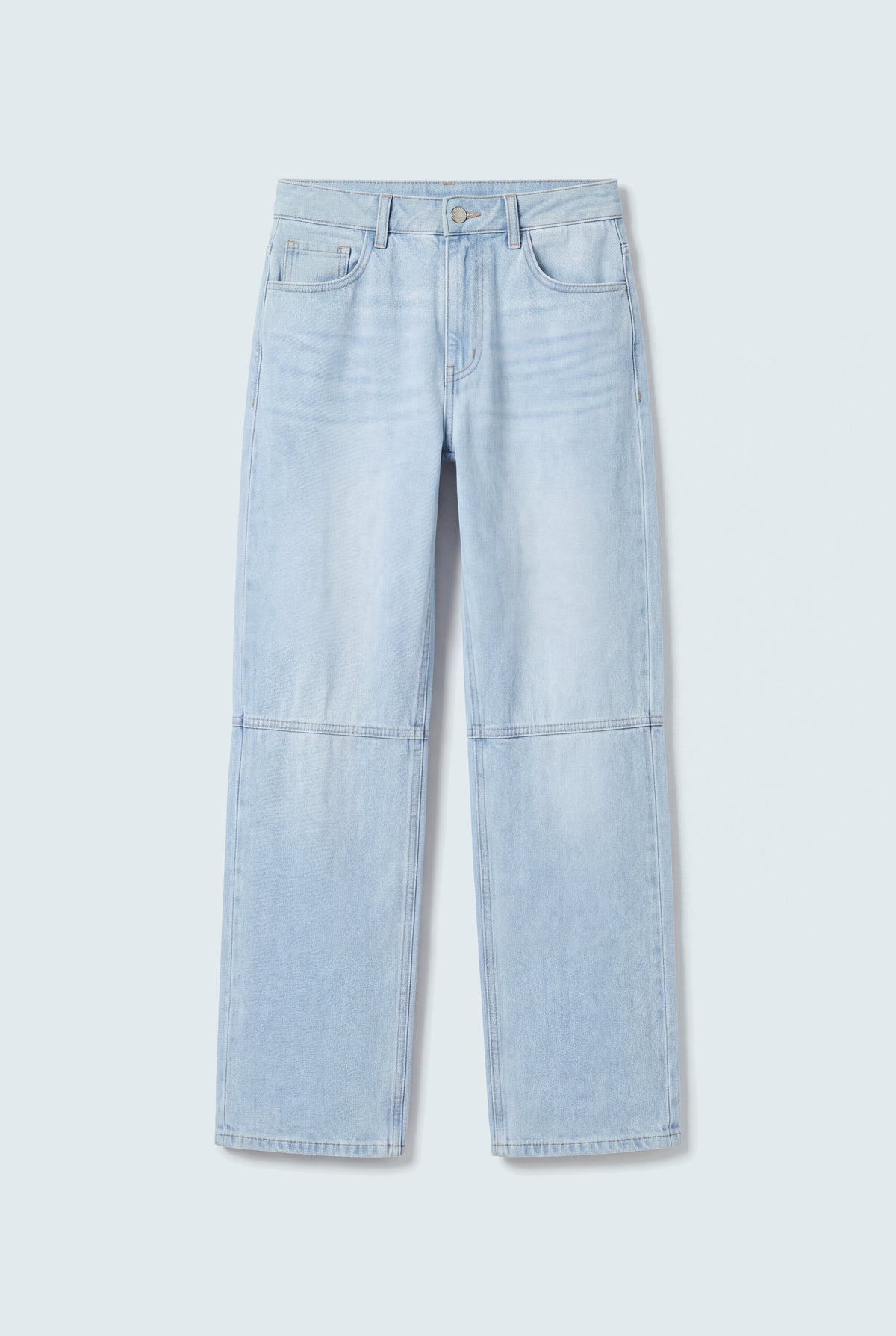 Cut & Sew Light Blue Mid Rise Wide Leg Jeans - Hustle N Holla