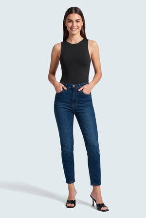 Dark Blue High Rise Slim Fit Jeans - Hustle N Holla