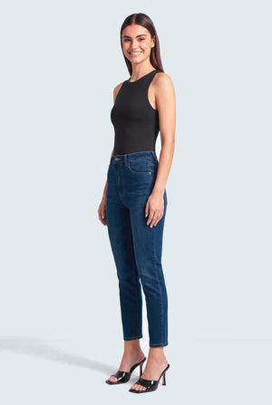 Dark Blue High Rise Slim Fit Jeans - Hustle N Holla
