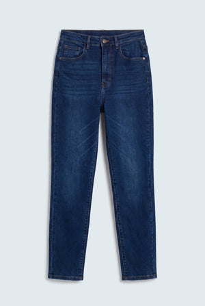 Dark Blue High Rise Slim Fit Jeans - Hustle N Holla