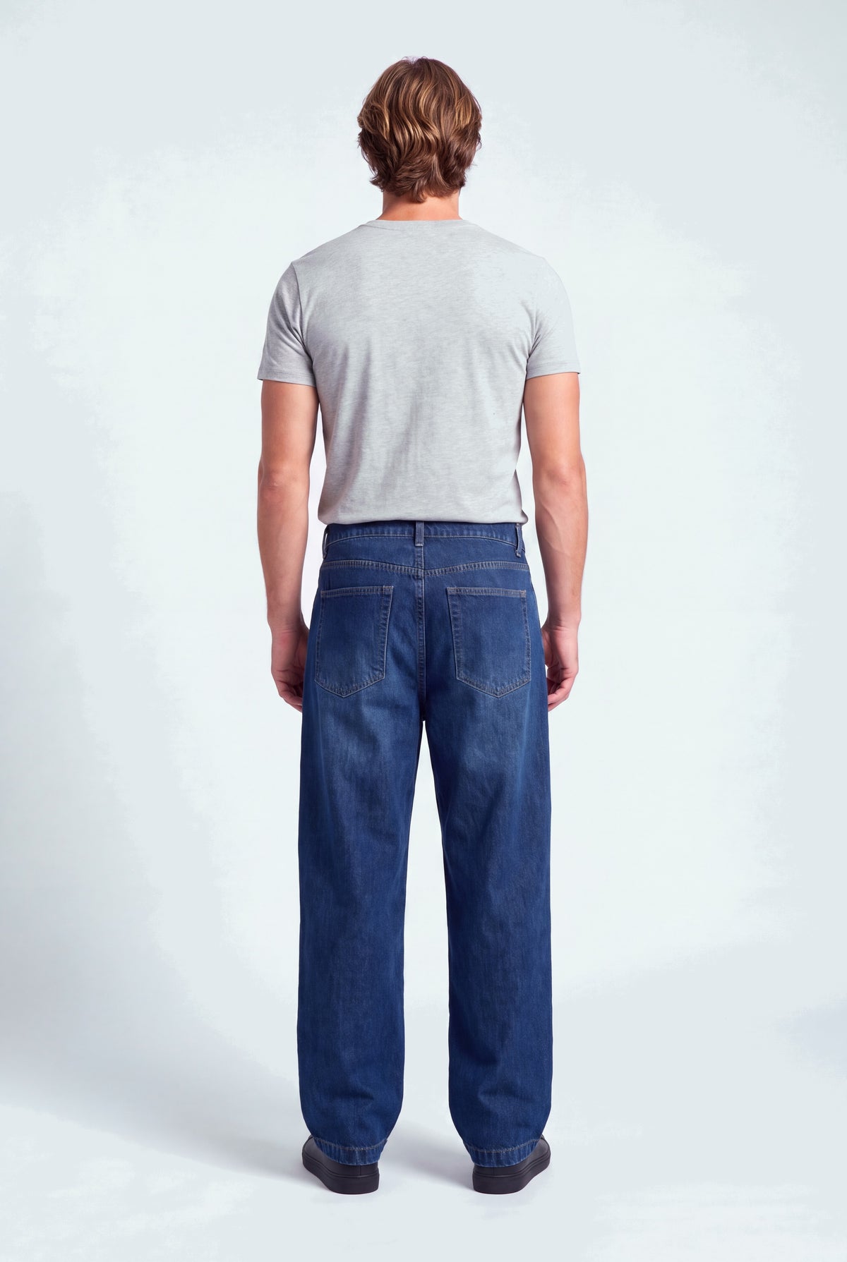 Dark Blue Pleated Wide Leg Denim Jeans - Hustle N Holla