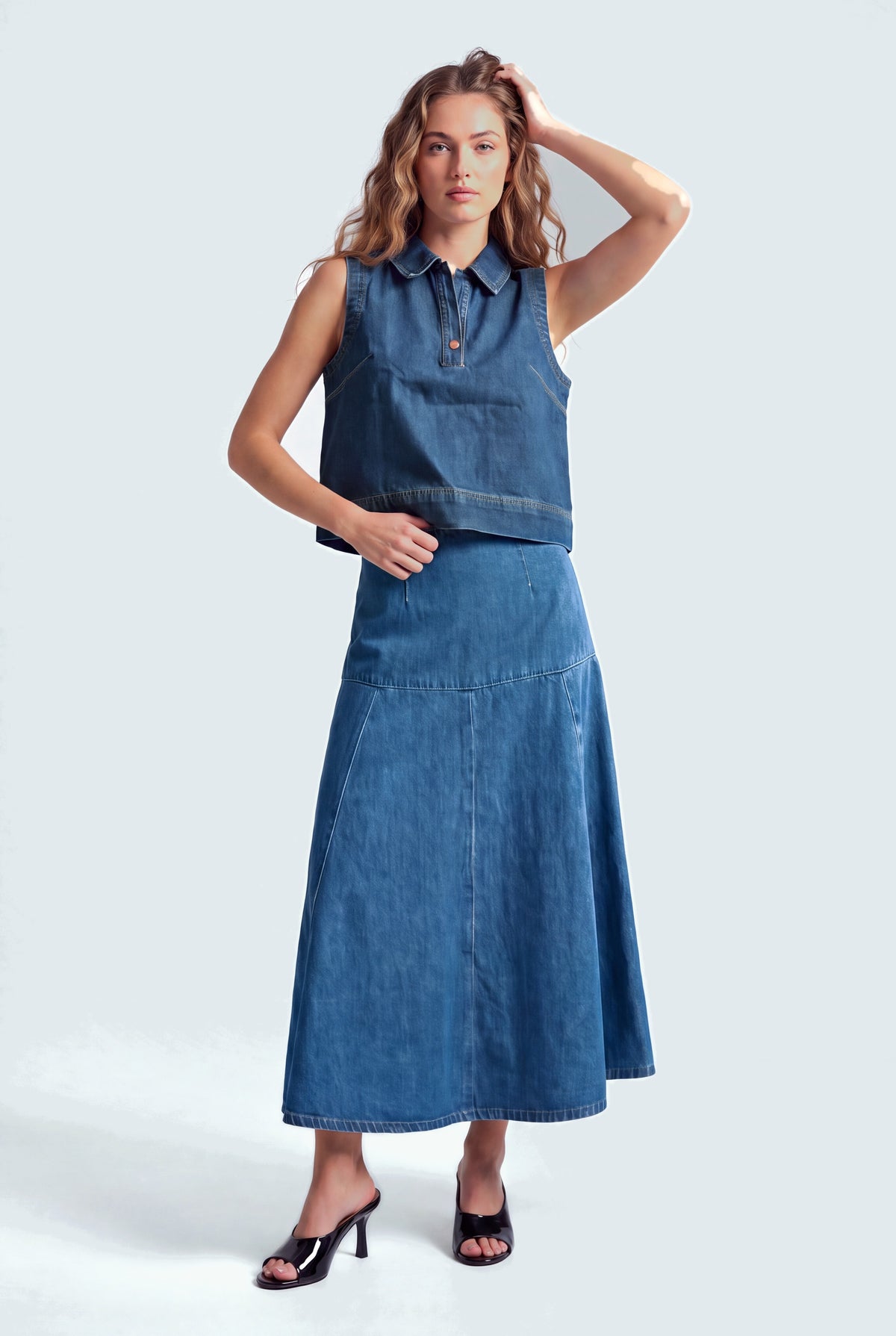 Dark Blue Relaxed Fit Denim Shirt - Hustle N Holla