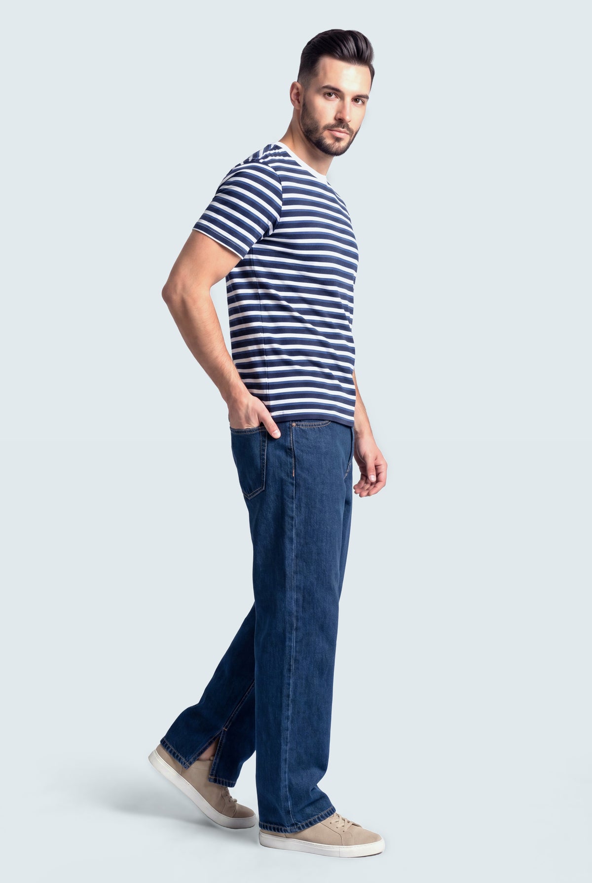 Dark Blue Wide Leg Slit Denim Jeans - Hustle N Holla