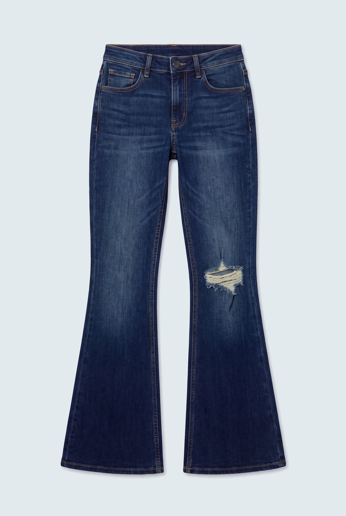 Dark Vintage Mid Rise Split Back Flared Jeans - Hustle N Holla