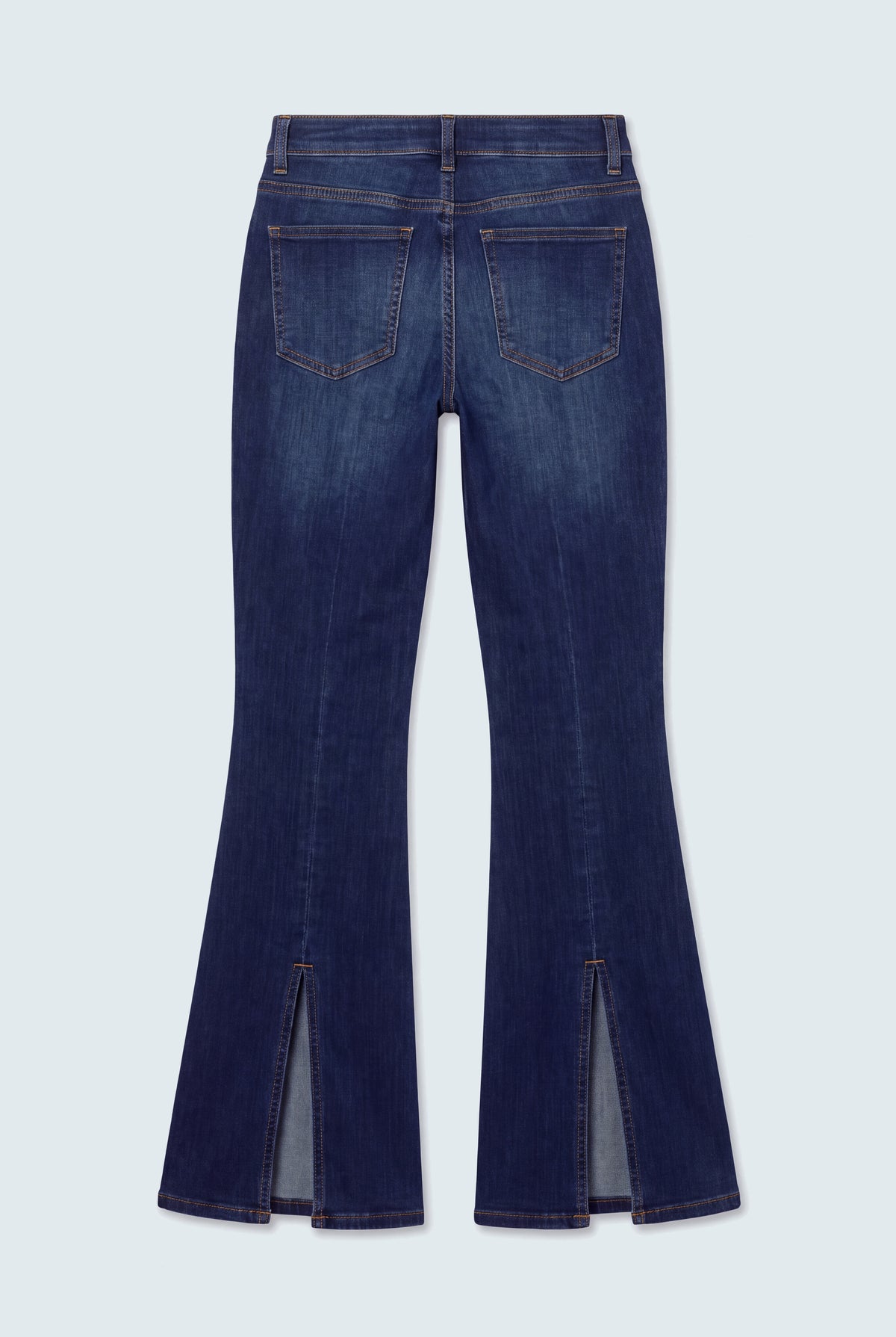 Dark Vintage Mid Rise Split Back Flared Jeans - Hustle N Holla