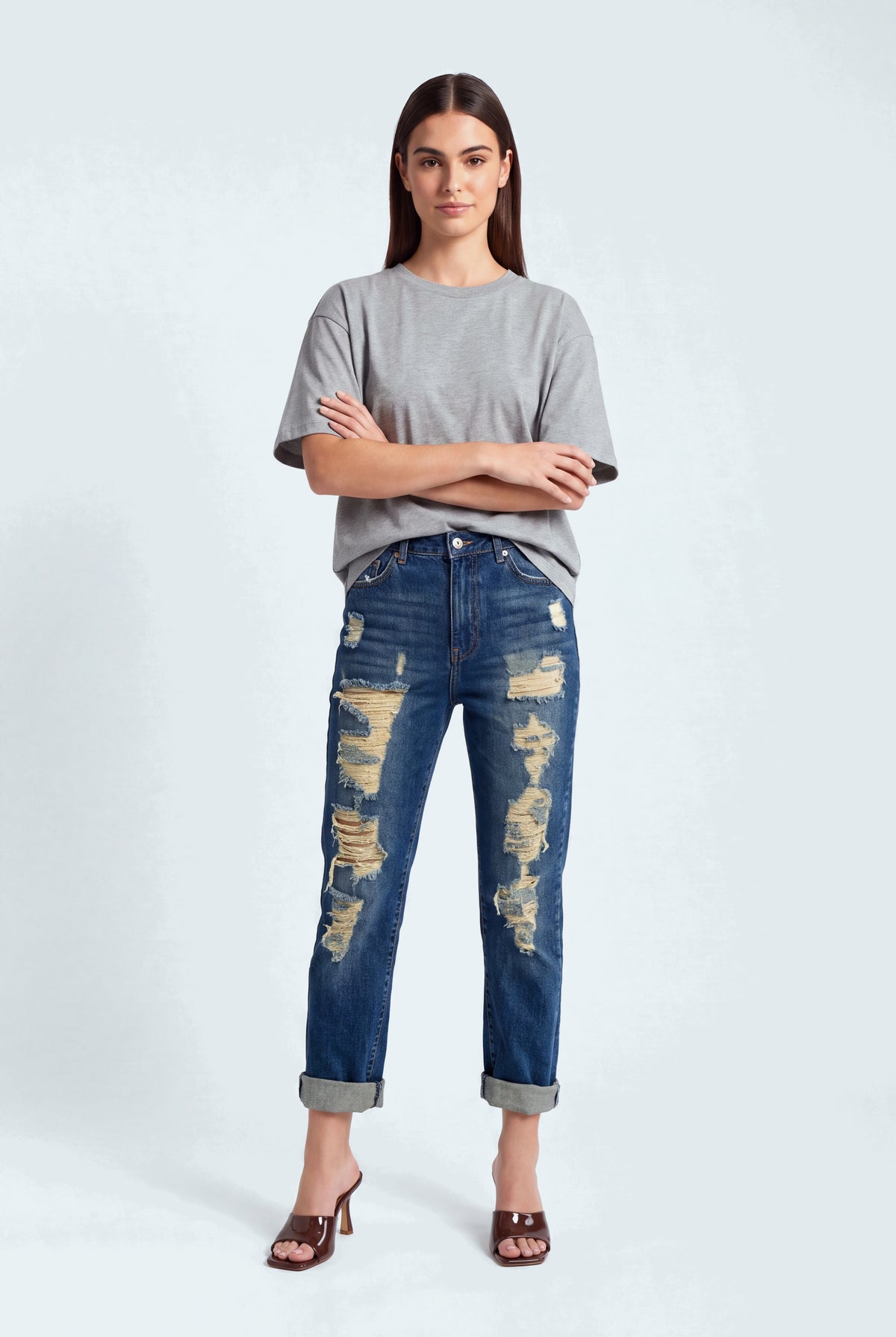 Deep Blue Ripped Jeans - Hustle N Holla