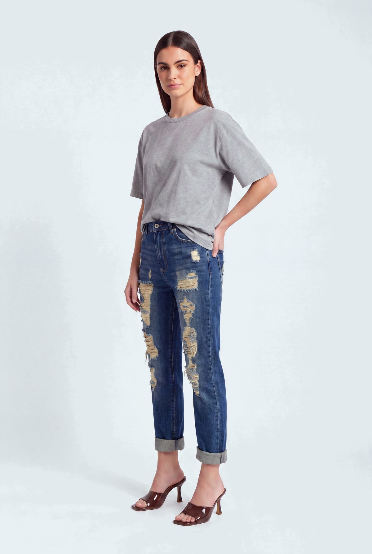 Deep Blue Ripped Jeans - Hustle N Holla