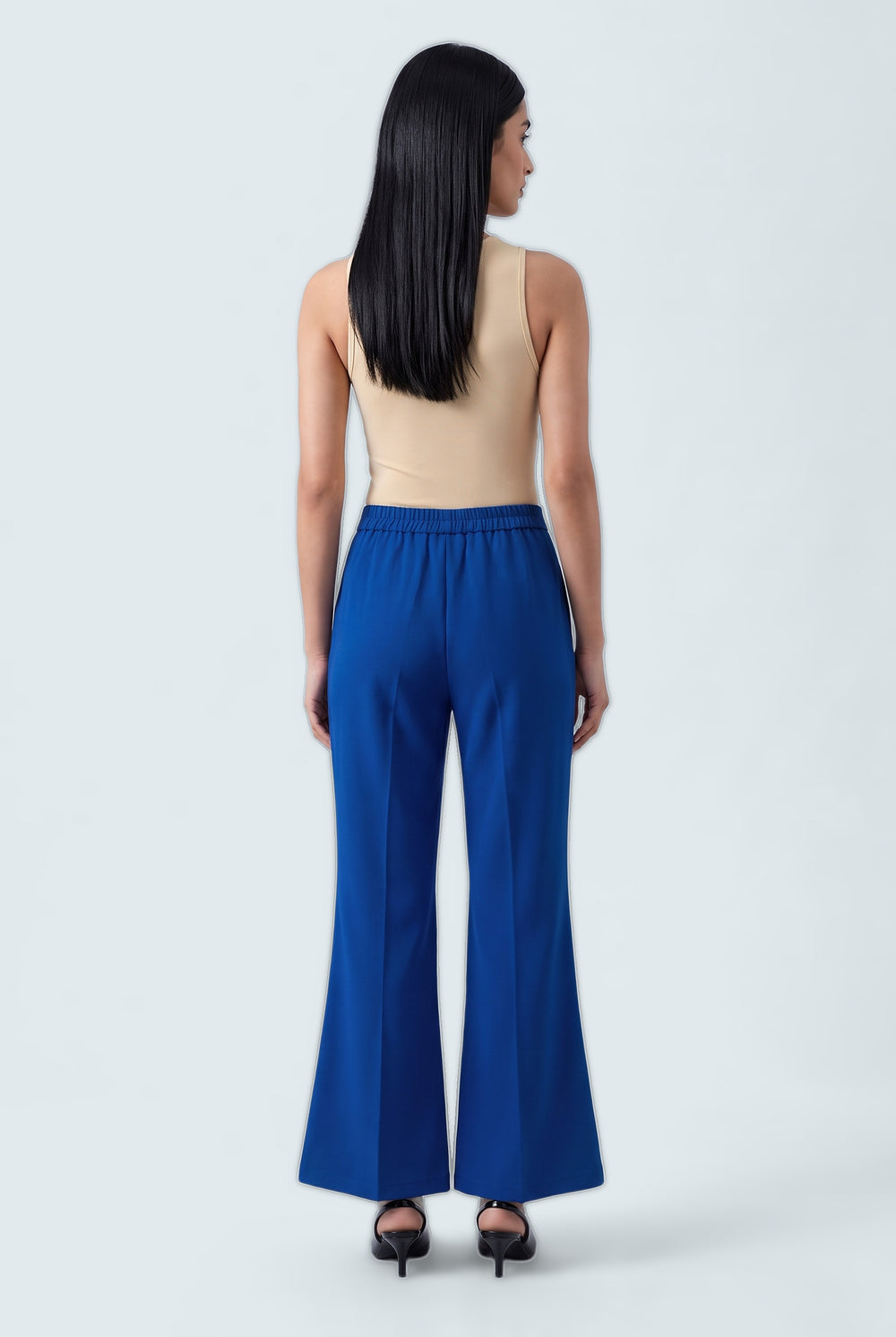 Electric Blue Flared Fit Tailored Trousers - Back View - Hustle N Holla