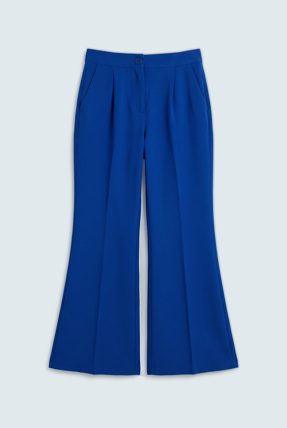 Electric Blue Flared Fit Tailored Trousers - Front Flat Lay - Hustle N Holla