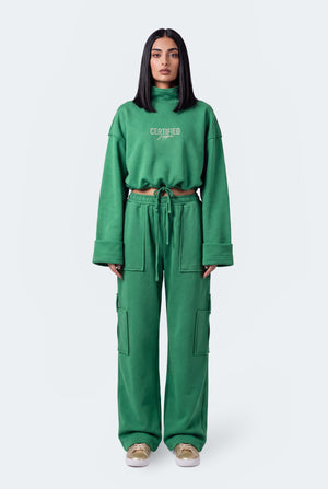Emerald Green Oversized Crop Sweatshirt - Hustle N Holla