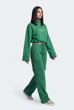 Emerald Green Oversized Crop Sweatshirt - Hustle N Holla
