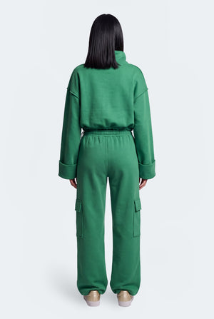 Emerald Green Oversized Crop Sweatshirt - Hustle N Holla