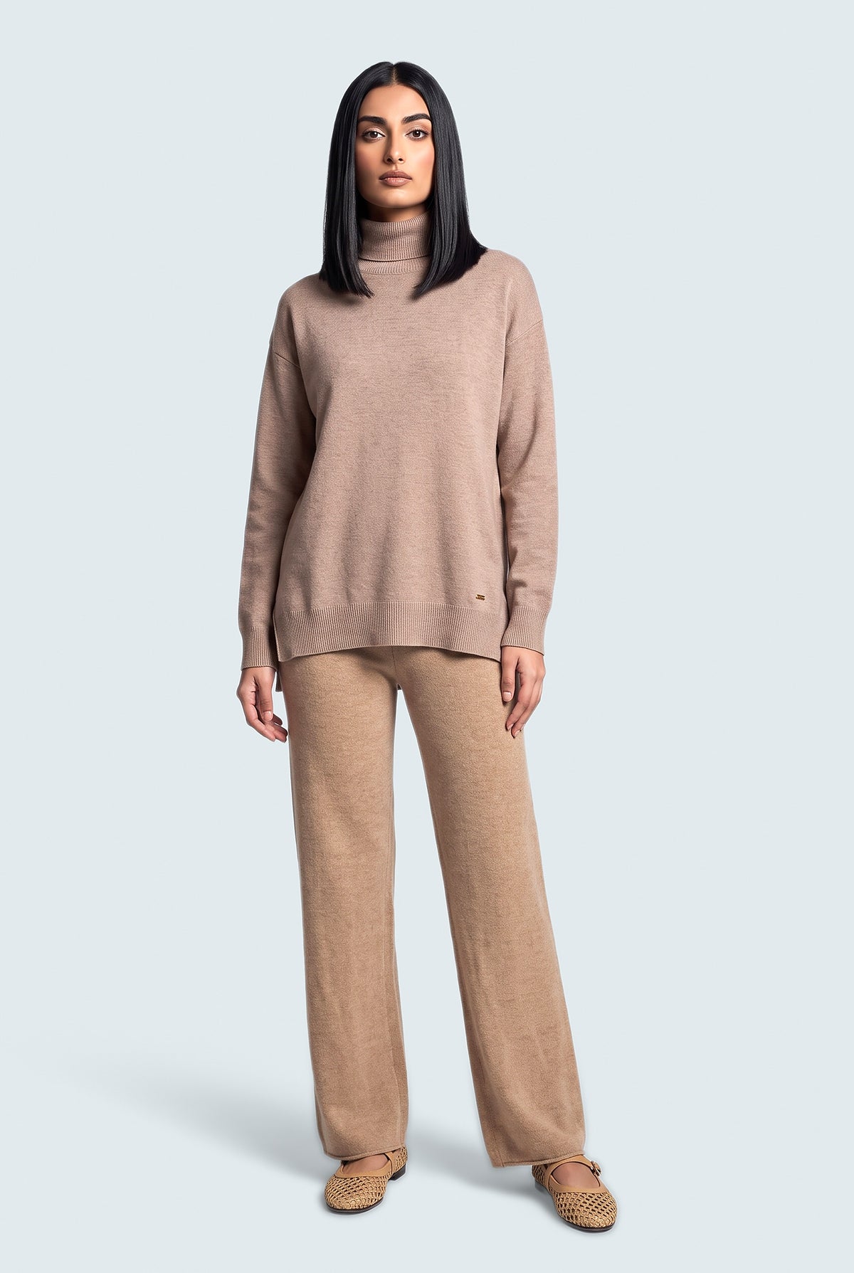 Fawn Straight Fit Knit Trousers - Front View - Hustle N Holla