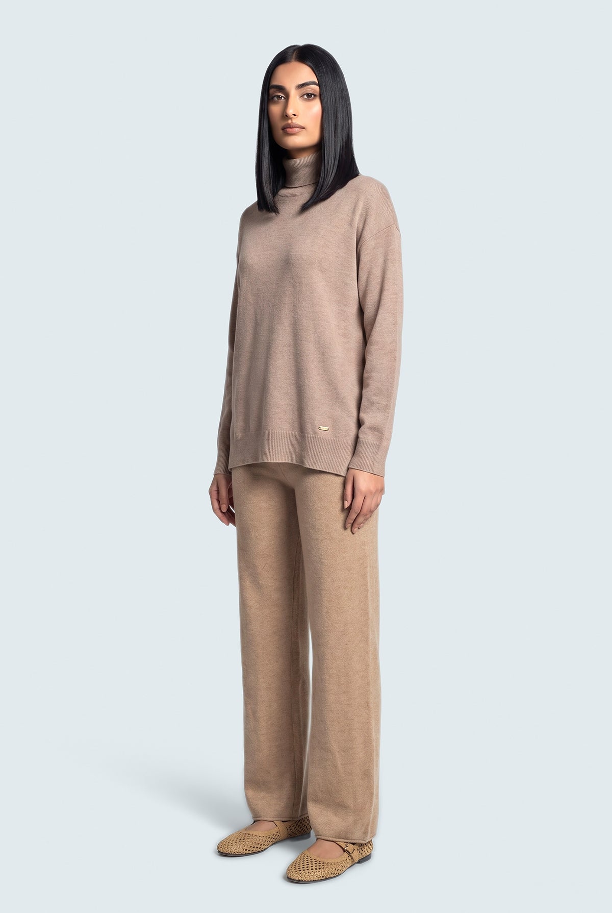 Fawn Straight Fit Knit Trousers - Front View - Hustle N Holla