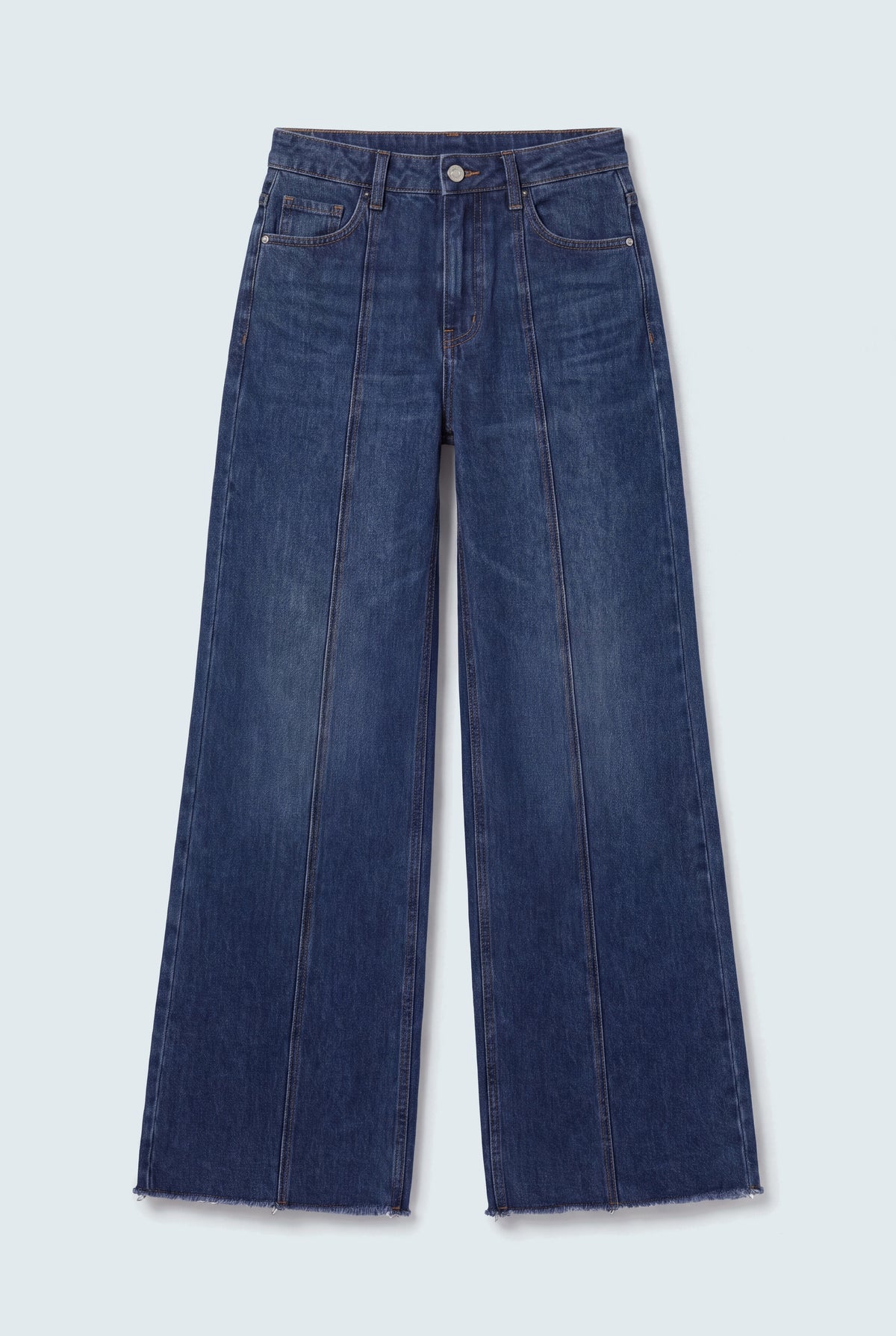 Front Seam Wide Leg Dark Blue Jeans - Hustle N Holla
