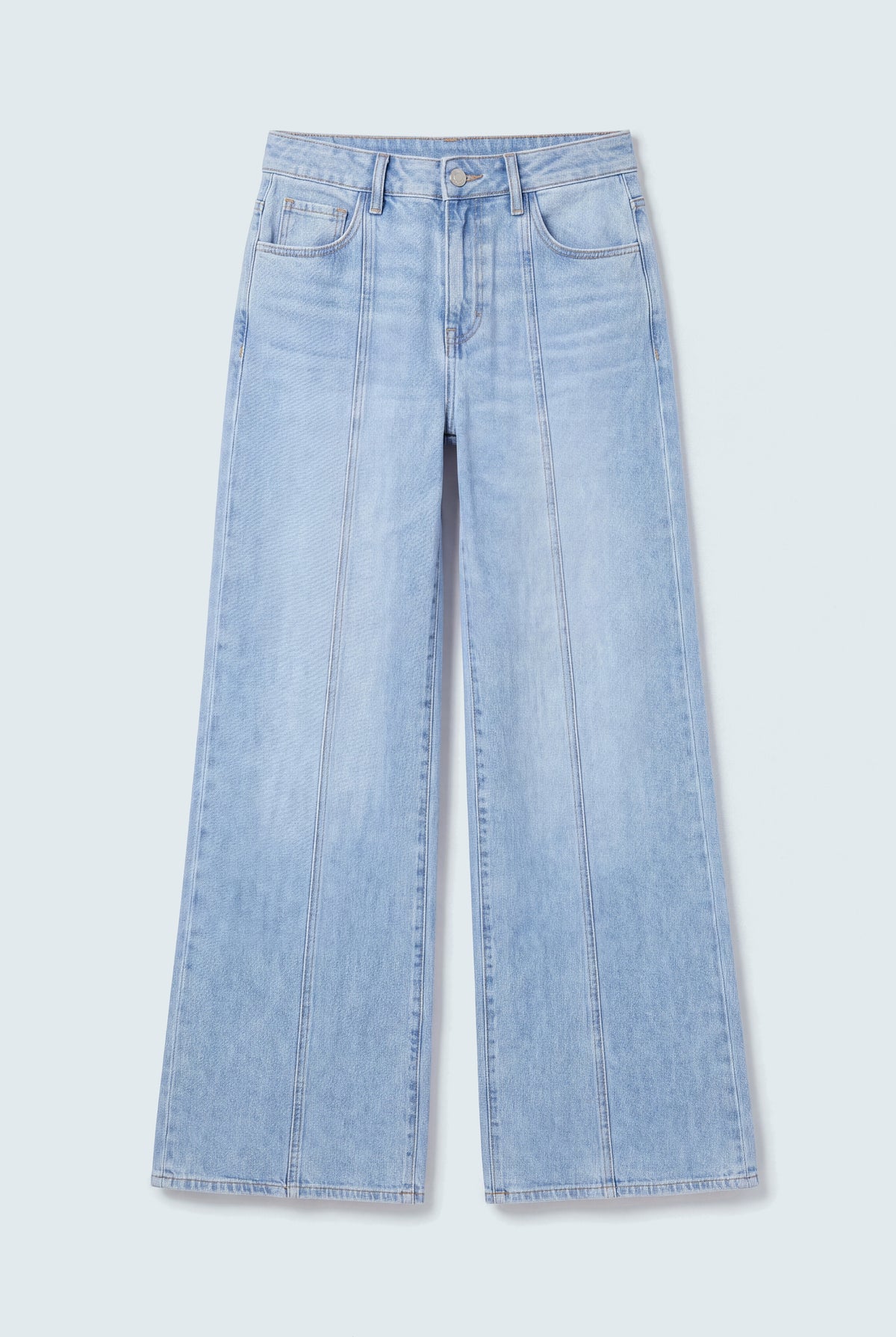 Front Seam Wide Leg Light Wash Jeans - Hustle N Holla