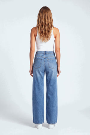 Front Seam Wide Leg Mid Wash Jeans - Hustle N Holla