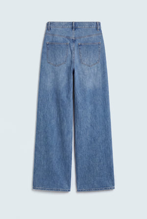 Front Seam Wide Leg Mid Wash Jeans - Hustle N Holla