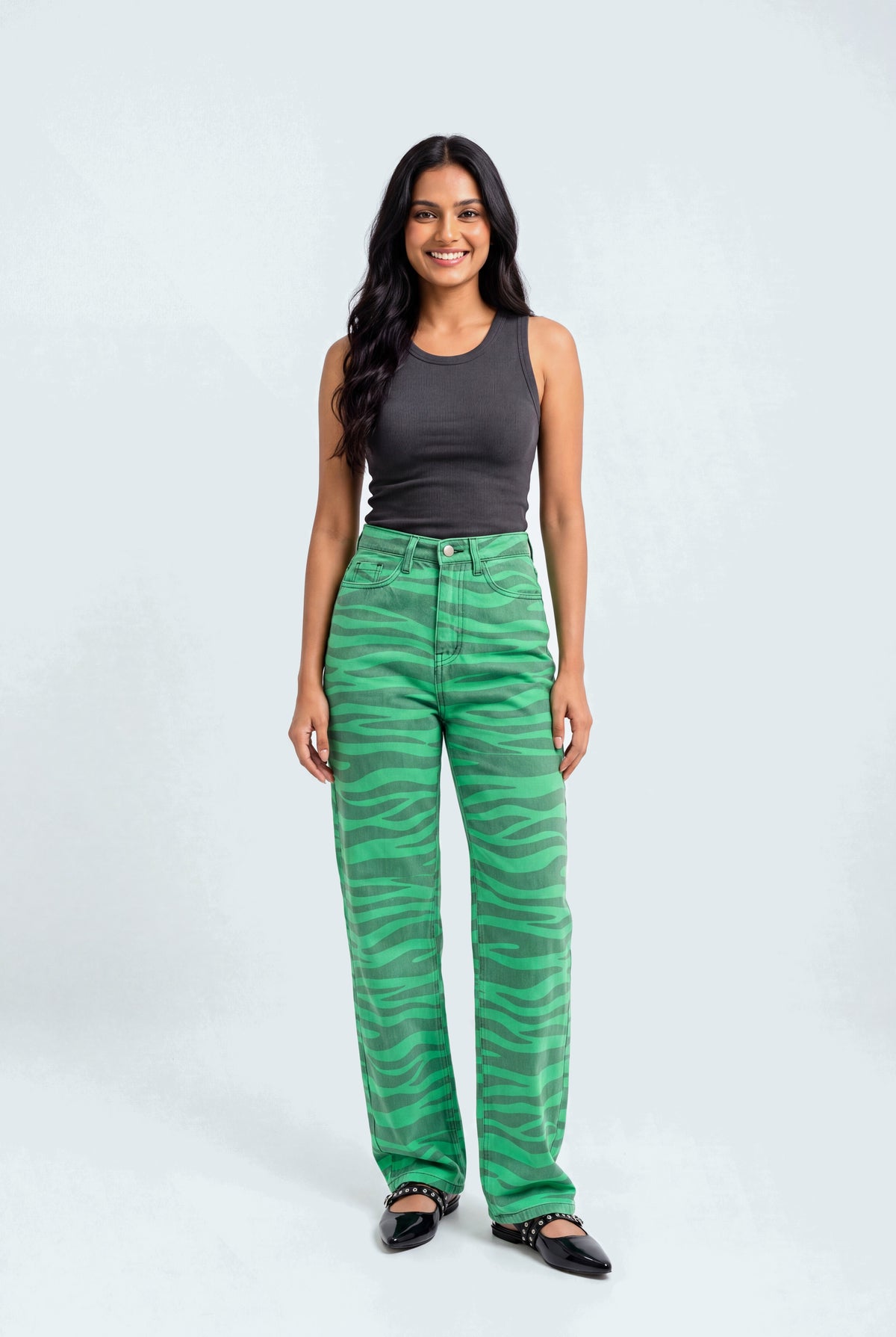 Green Printed Denim Jeans - Hustle N Holla