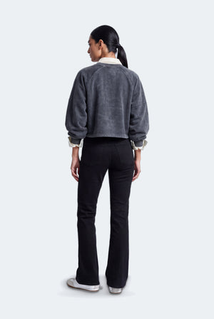 Grey Acid Washed Oversized Fit Crop Sweatshirt - Hustle N Holla