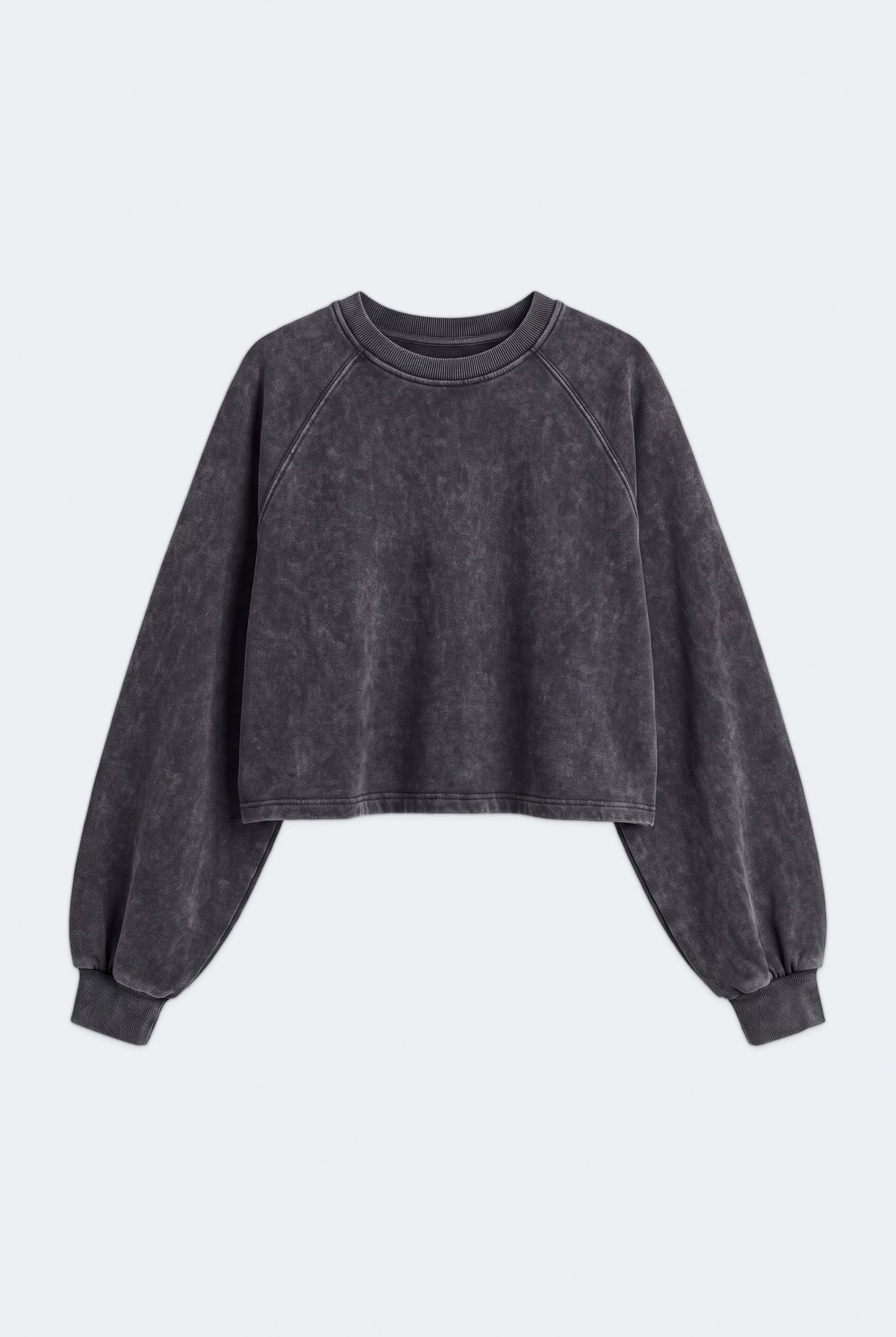 Grey Acid Washed Oversized Fit Crop Sweatshirt - Hustle N Holla