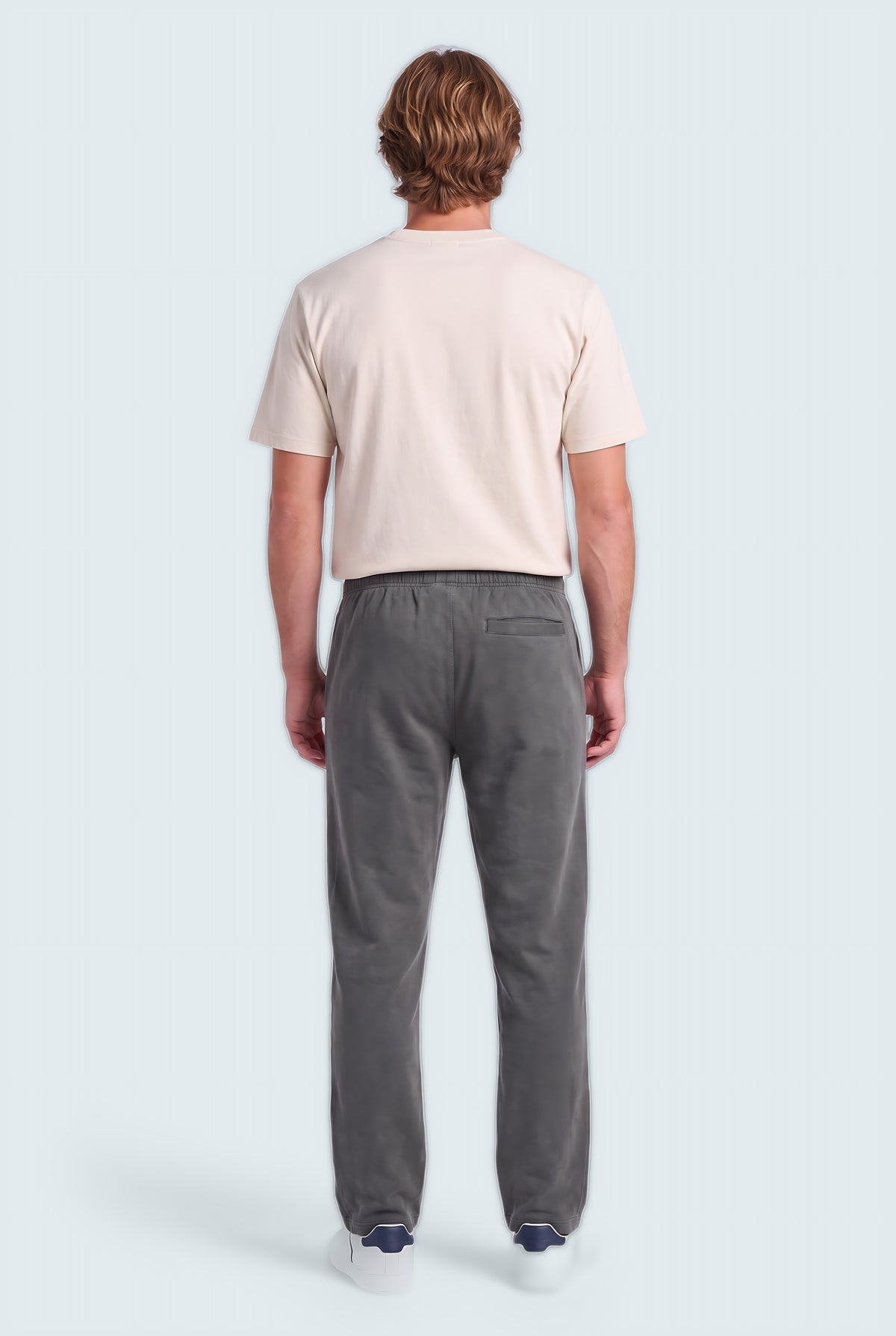 Grey Acid Washed Straight Fit Trousers - Back View - Hustle N Holla