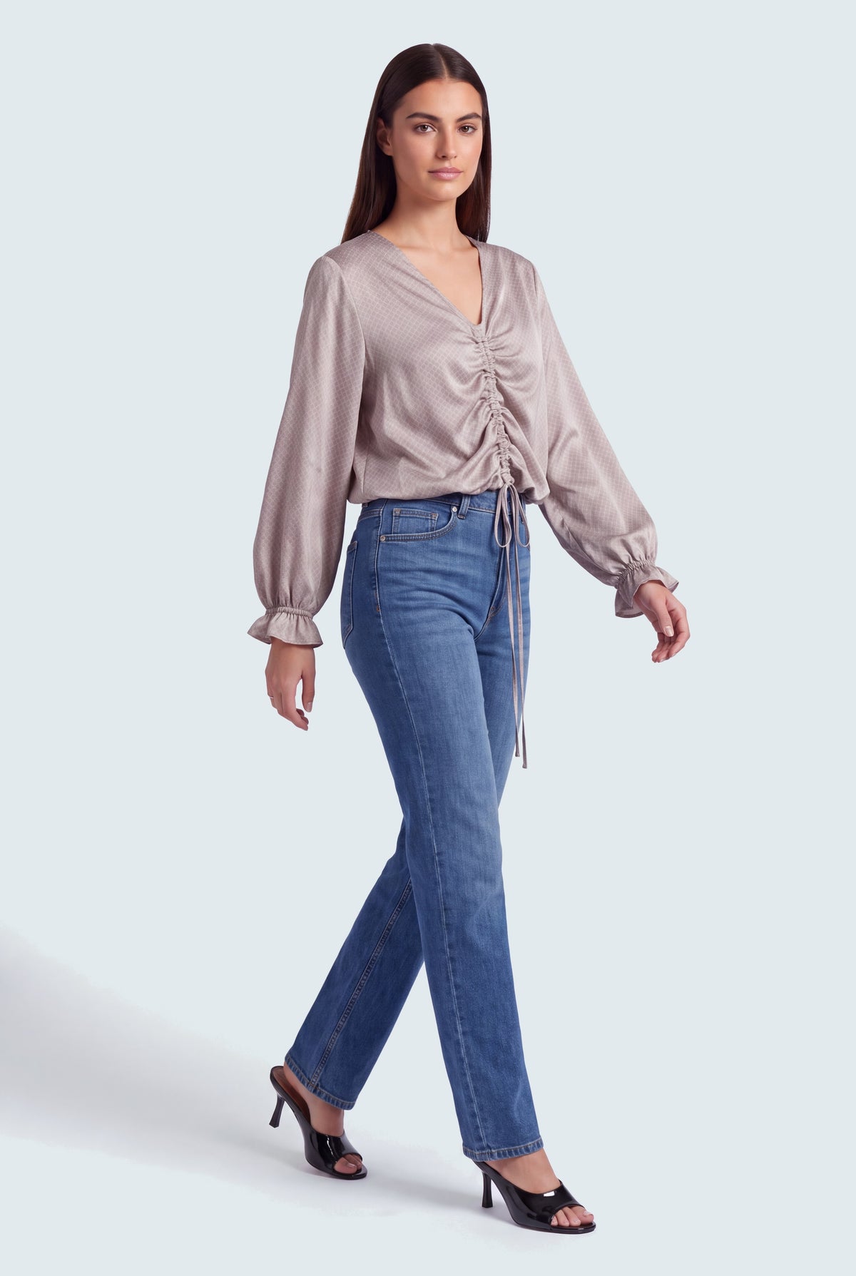 Grey Loose Fit Front Tie Blouse - Hustle N Holla
