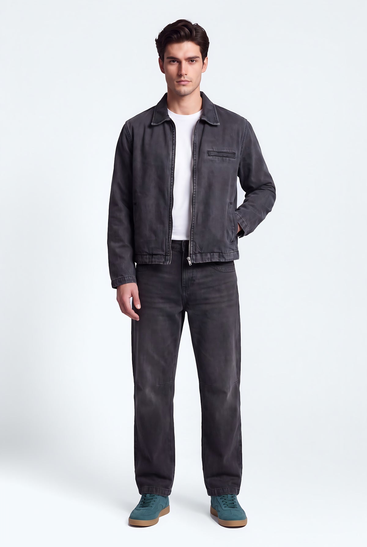 Grey Mid Washed Relaxed Fit Denim Jacket - Hustle N Holla