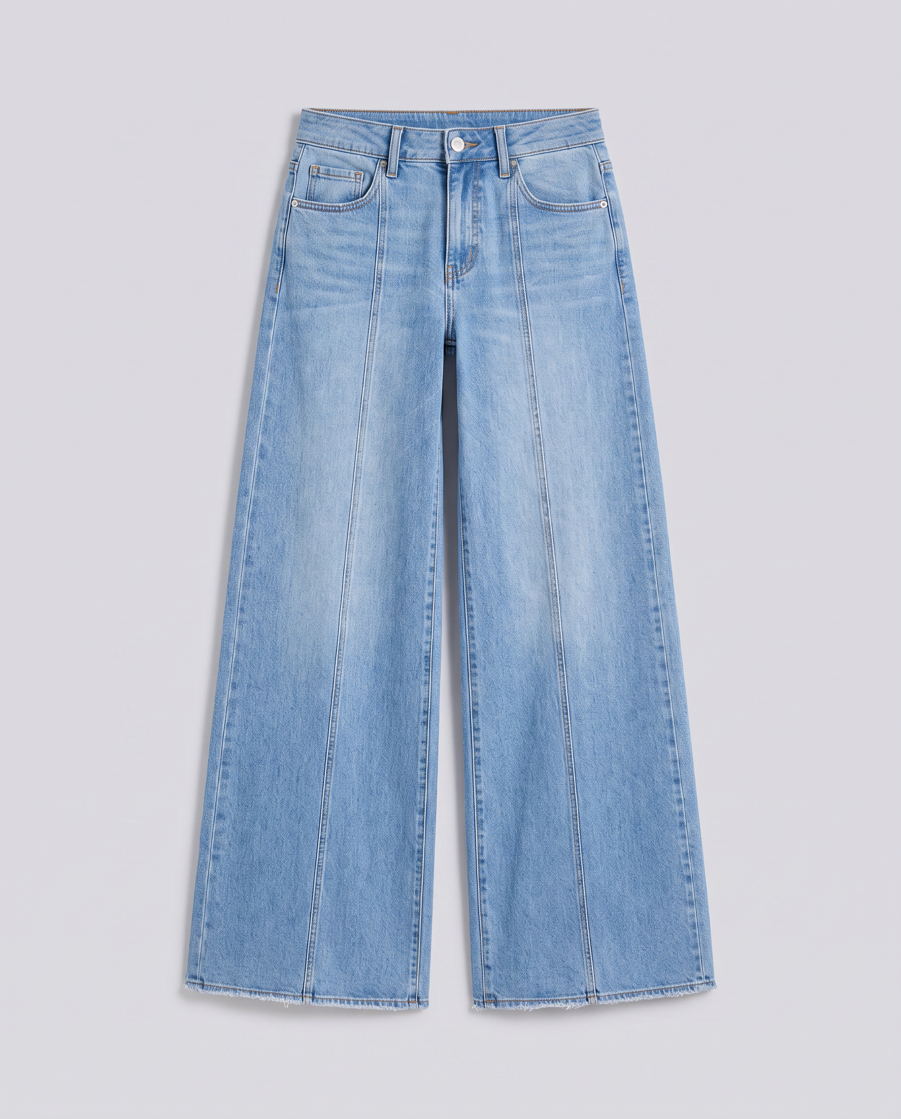 Front Seam Wide Leg Light Wash Jeans - Hustle N Holla