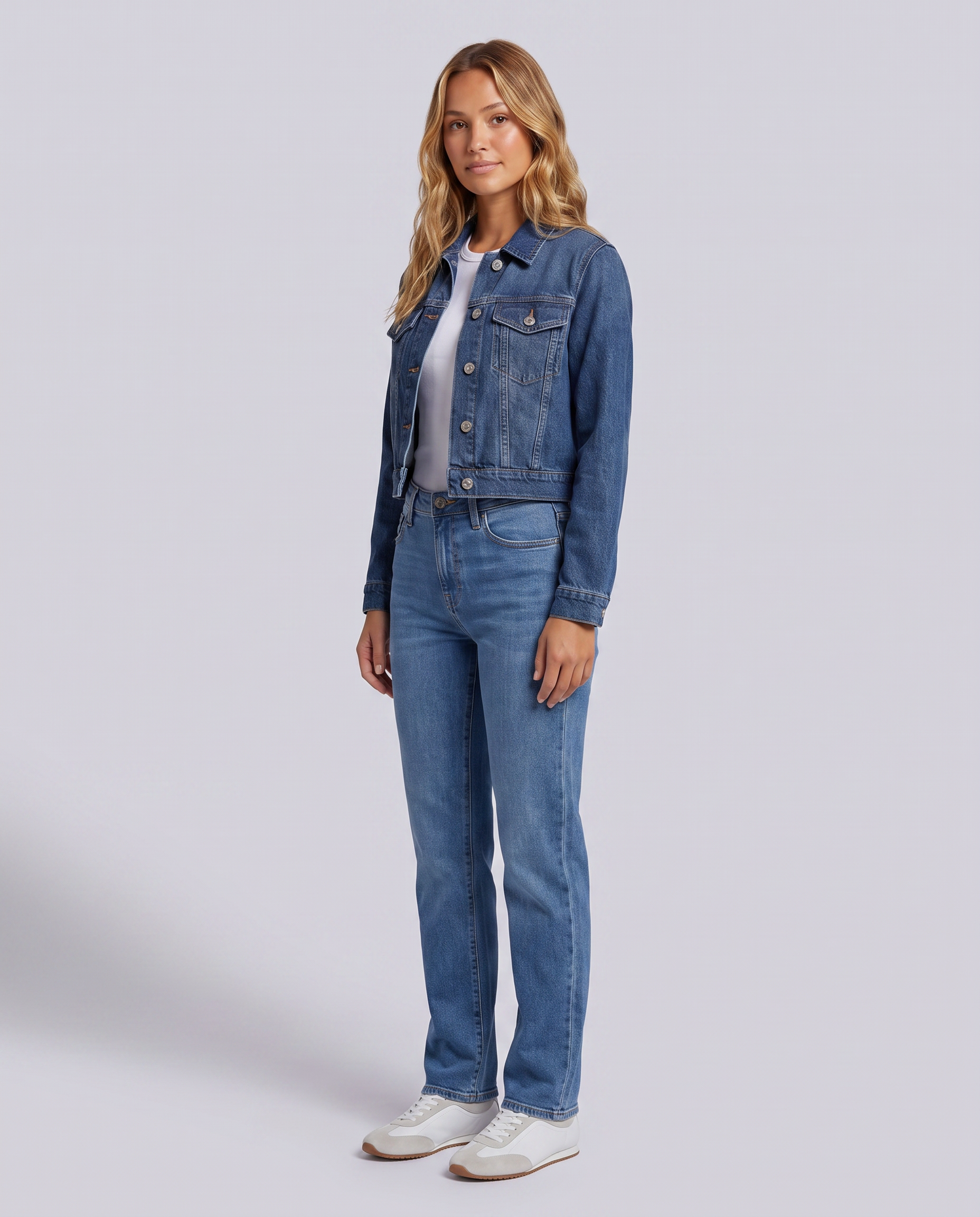 Blue Mid Wash Crop Denim Jacket - Hustle N Holla