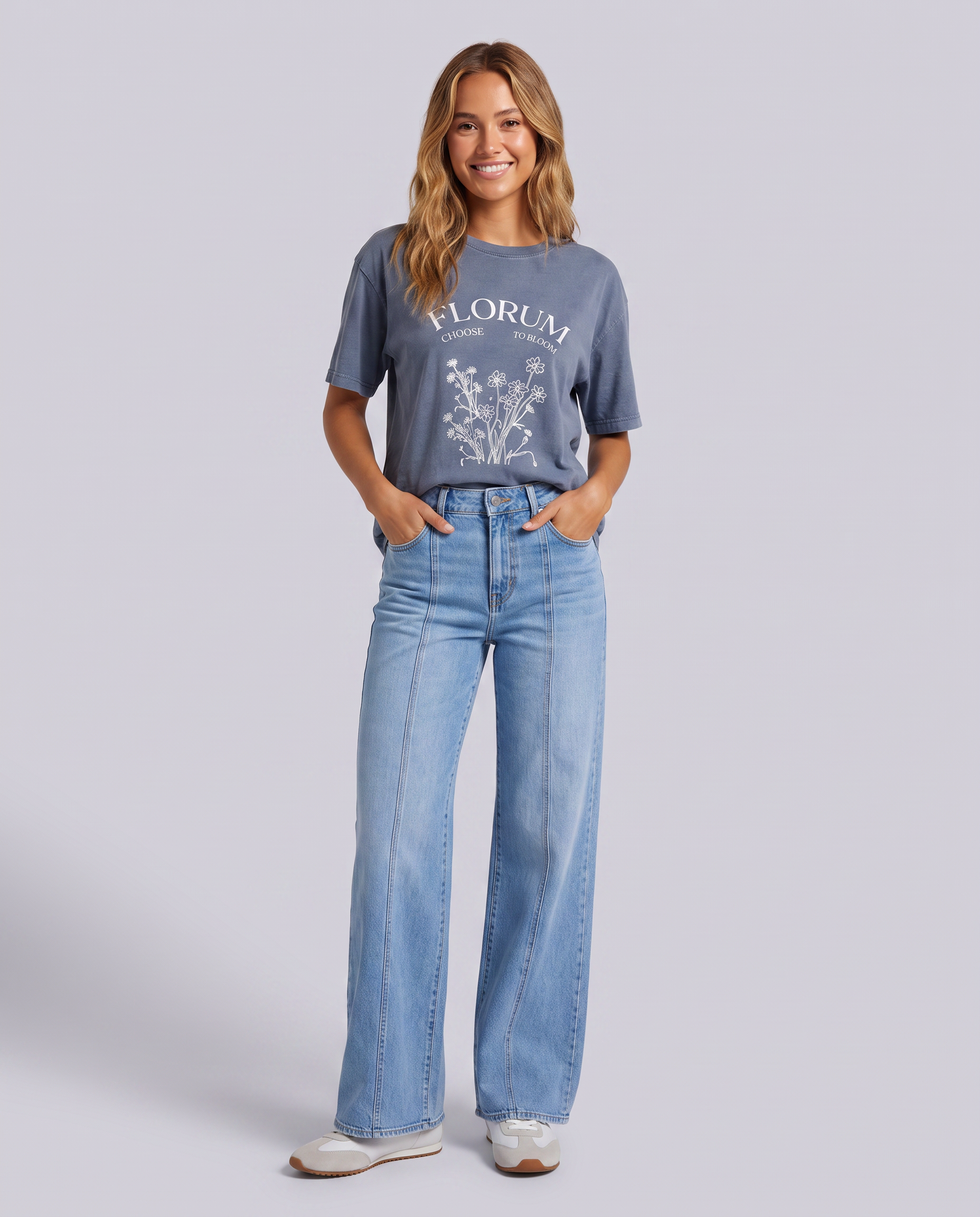Front Seam Wide Leg Light Wash Jeans - Hustle N Holla