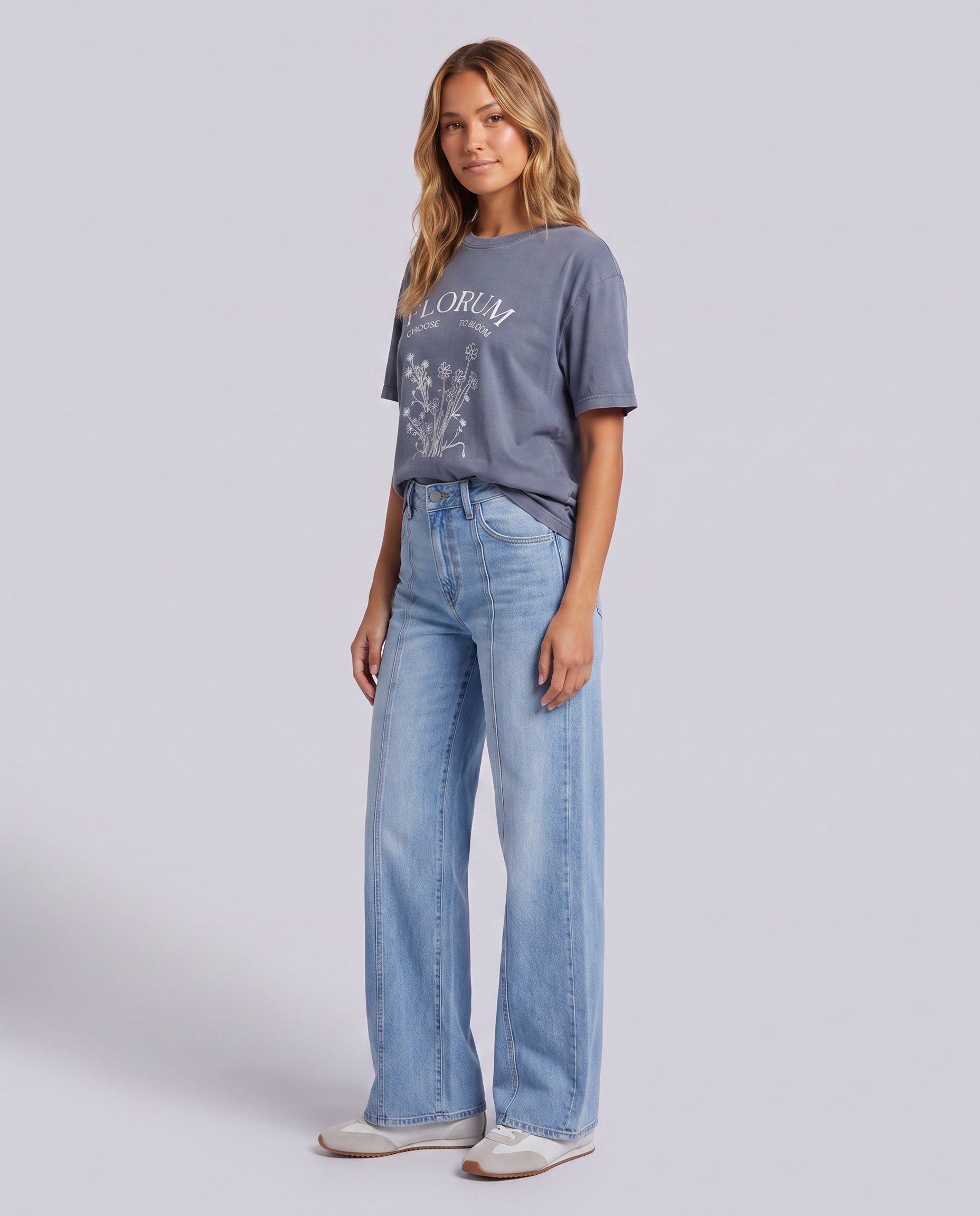 Front Seam Wide Leg Light Wash Jeans - Hustle N Holla