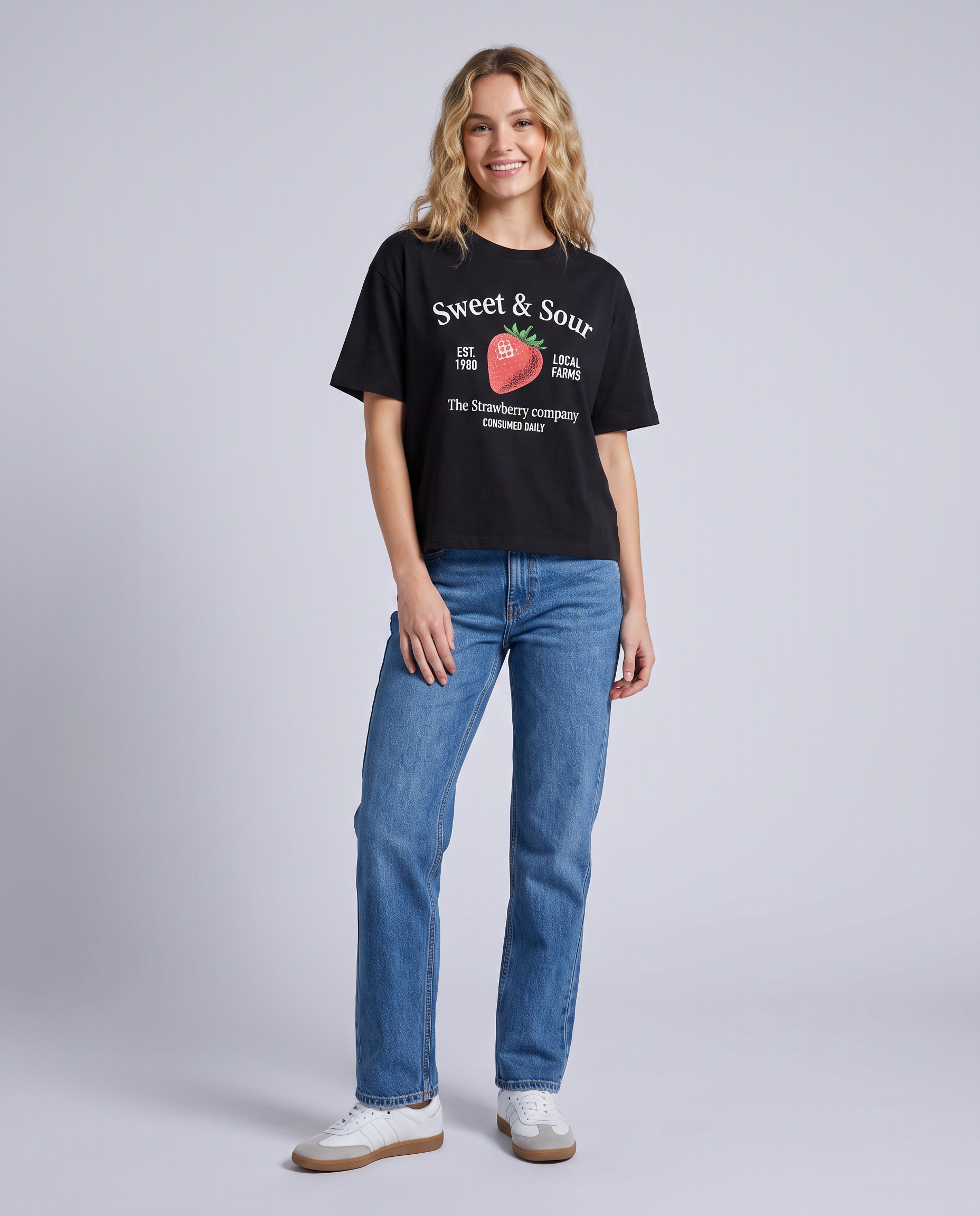 Black Boxy Fit T-Shirt - front view on model