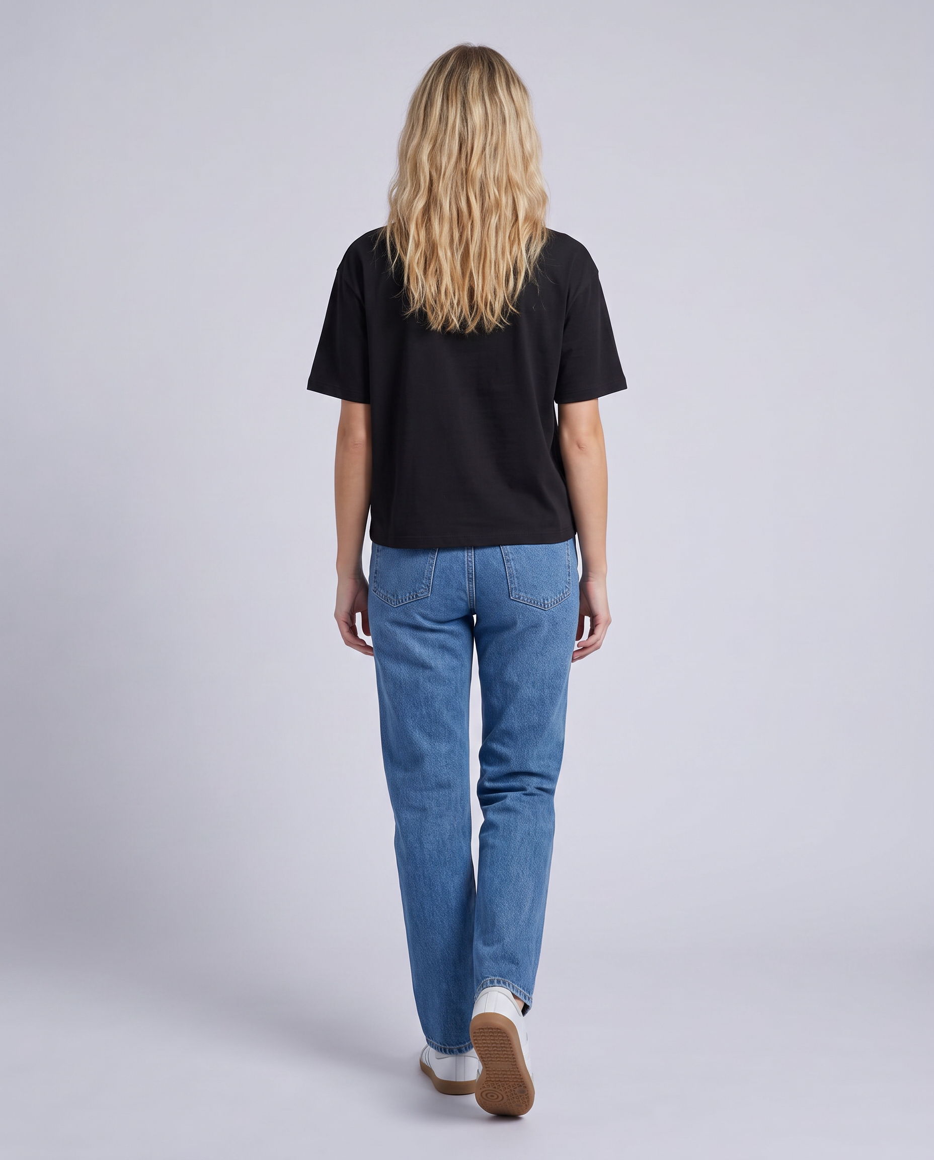 Black Boxy Fit T-Shirt - front view on model