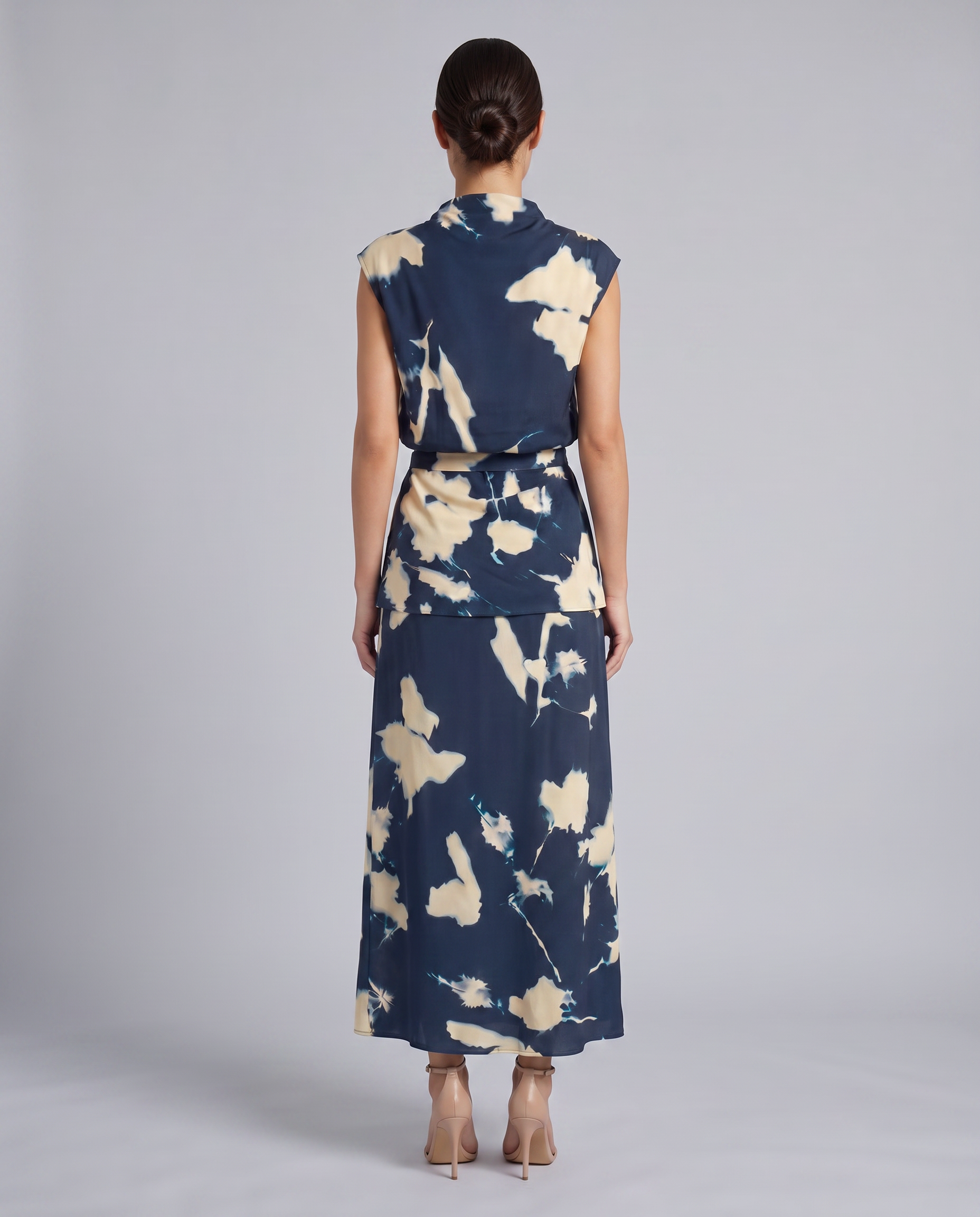 Navy Draped Maxi Evening Dress - Hustle N Holla