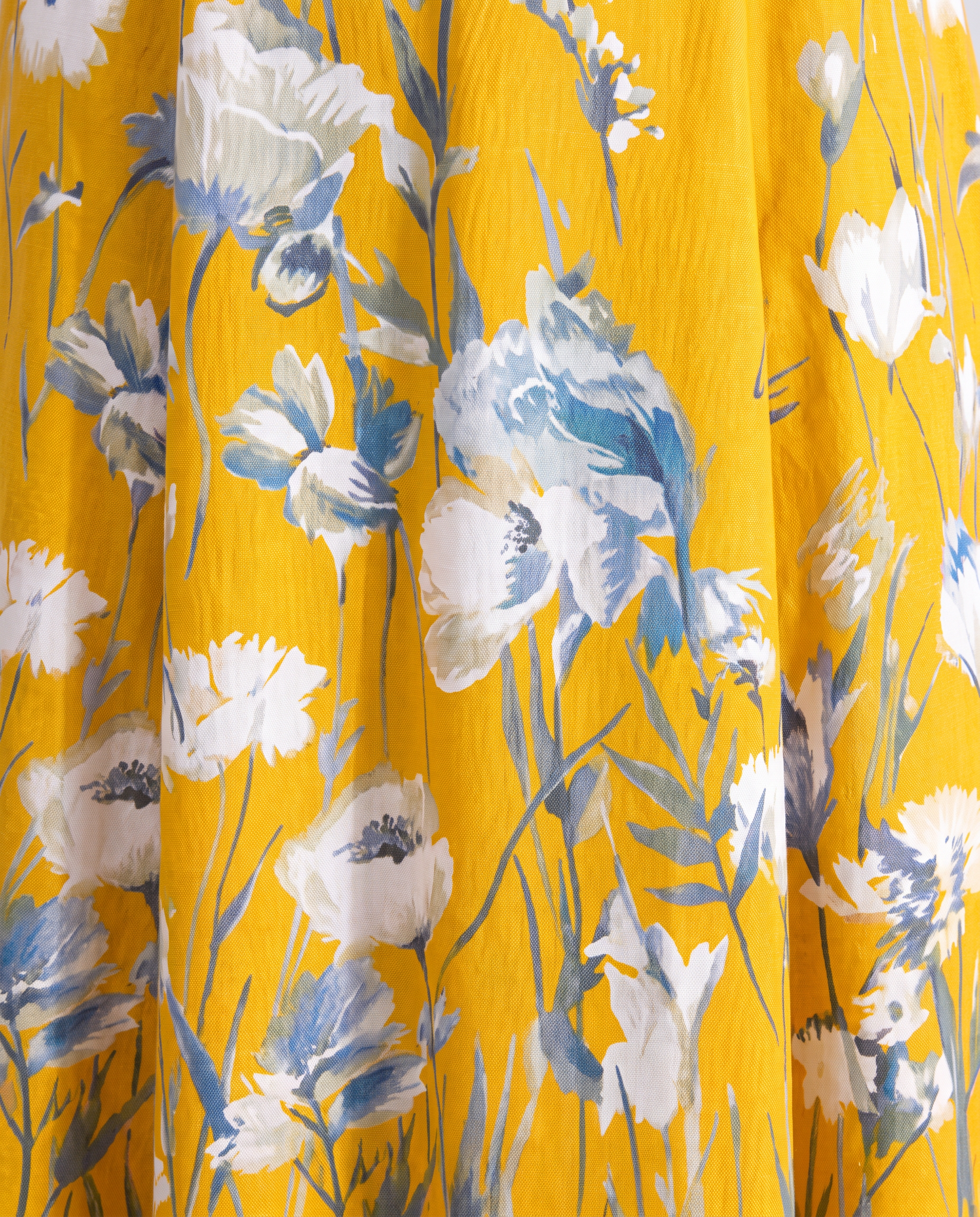 Yellow Floral Printed Square Neck Wide Strap Evening Dress - Hustle N Holla