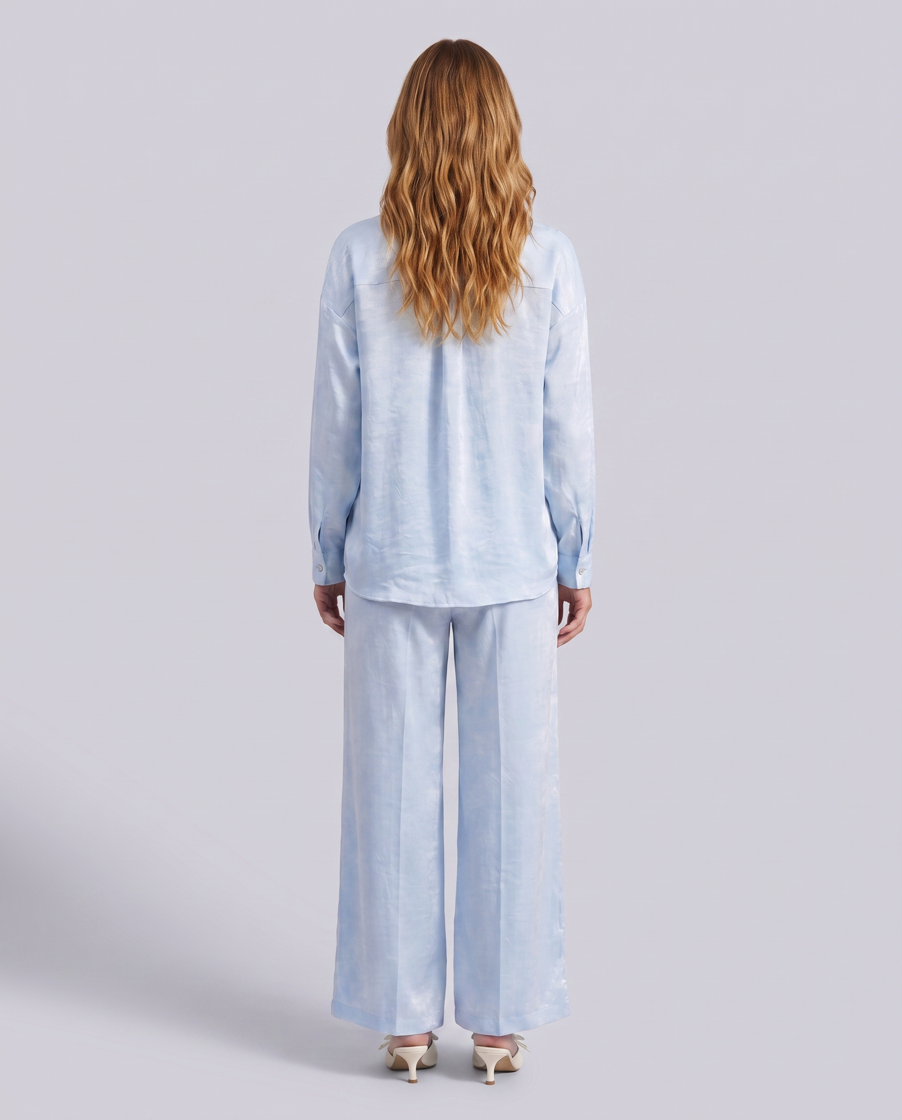 Ice Blue Wide Leg Tailored Trousers - Hustle N Holla
