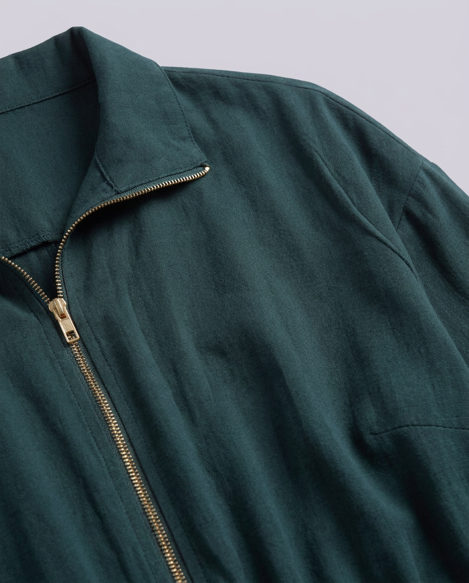 Teal Front Zipper Relaxed Fit Collared Top - Hustle N Holla