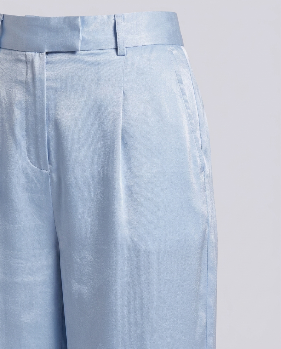 Ice Blue Wide Leg Tailored Trousers - Hustle N Holla