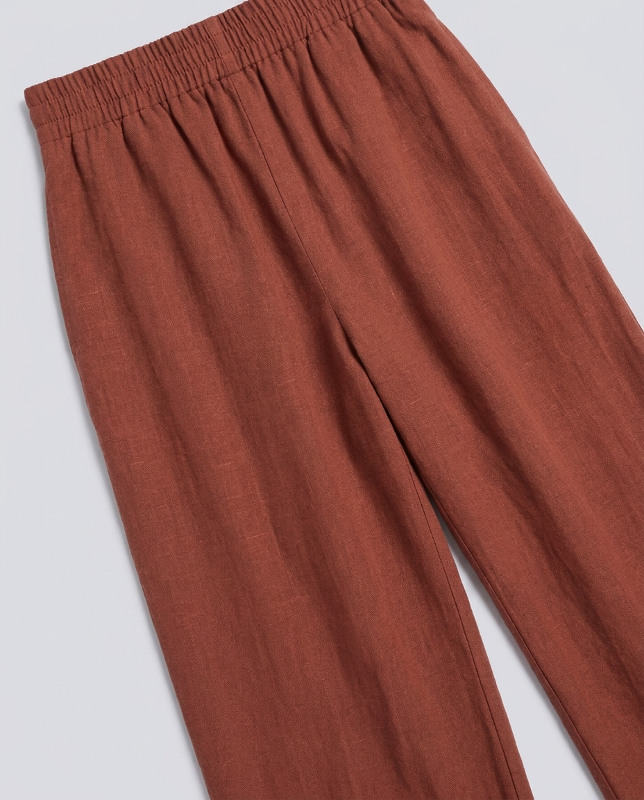 Rust Elasticated Waist Wide Leg Trousers – detail